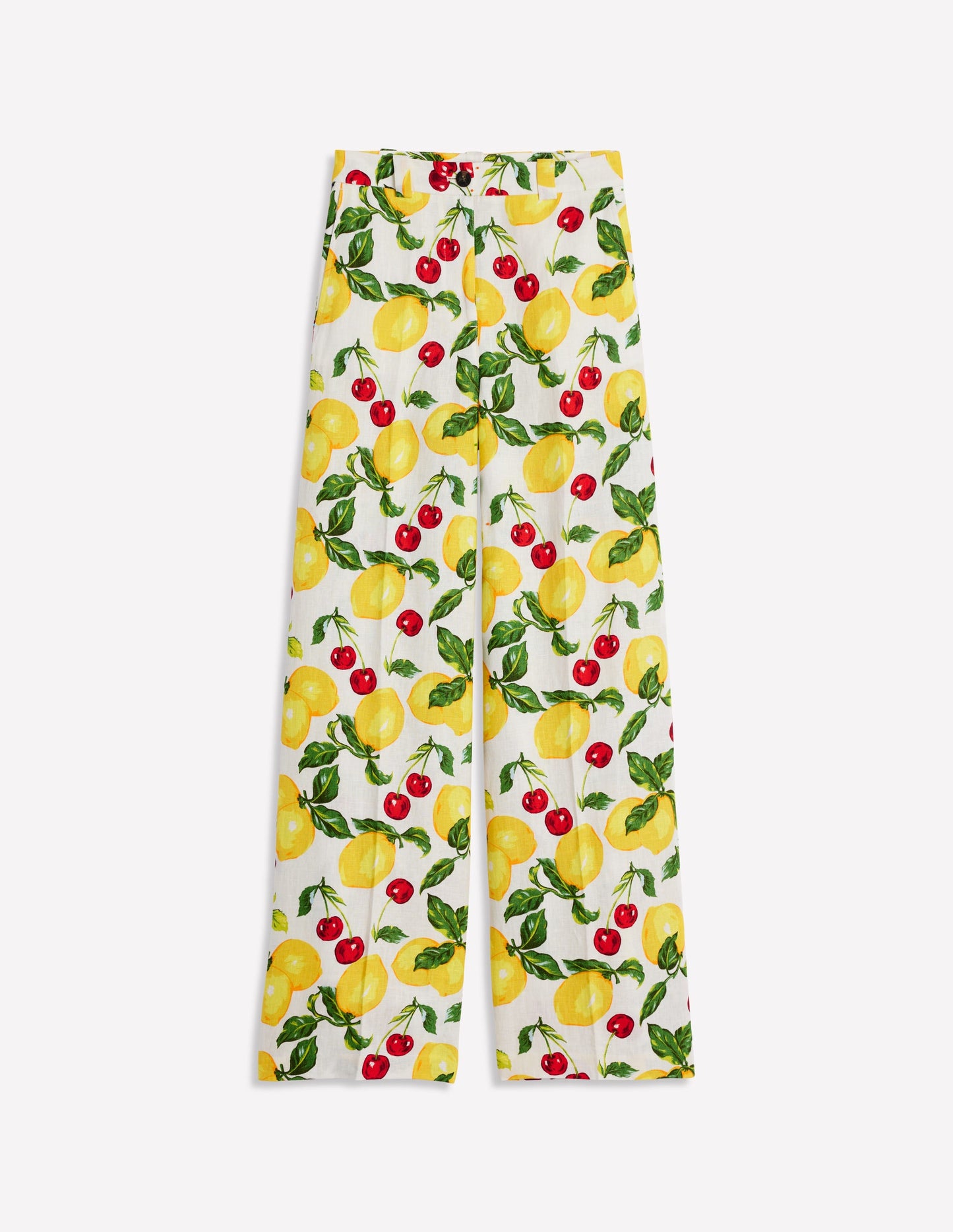 Westbourne Linen Trousers-Ivory, Cherries and Lemons