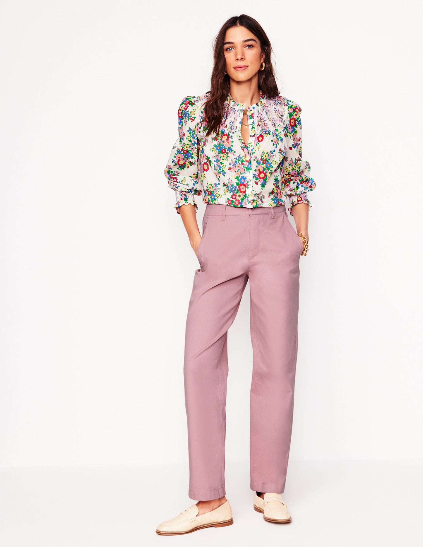 Barnsbury Chino Trousers-Almond Pink