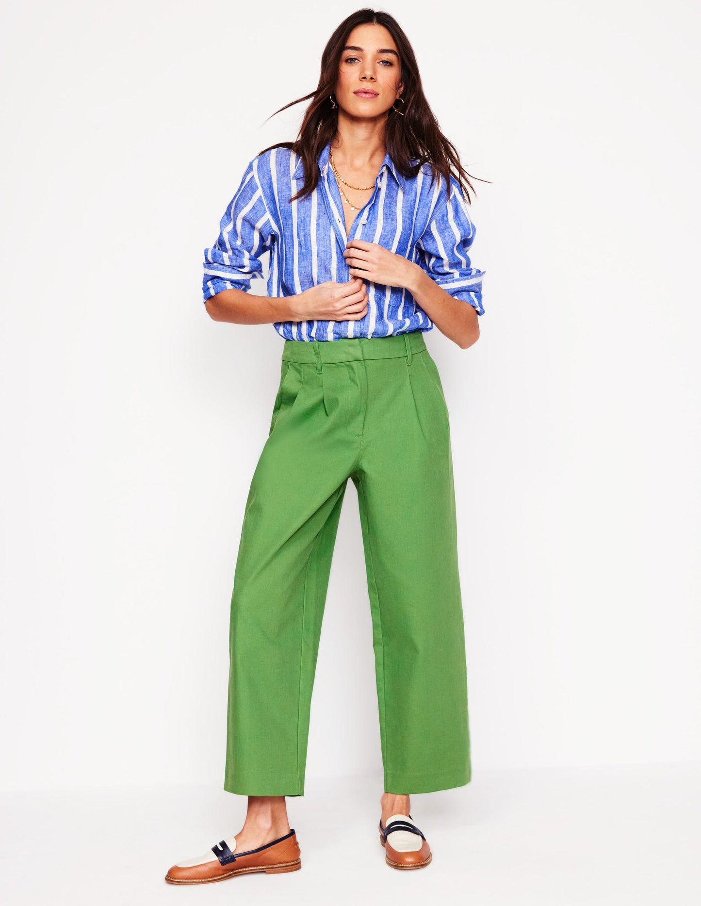 Bloomsbury Cotton Trousers-Paradise Green