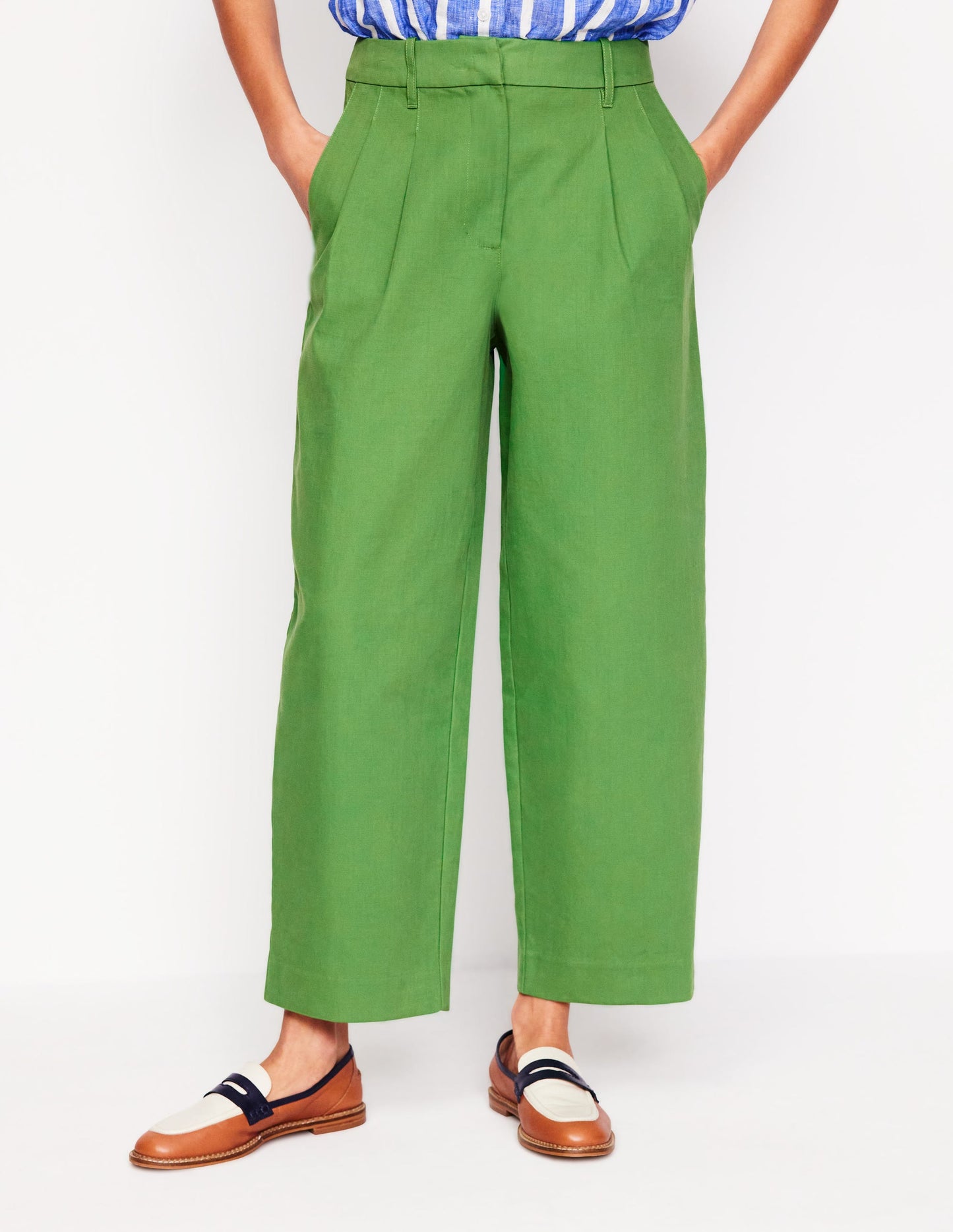 Bloomsbury Cotton Trousers-Paradise Green
