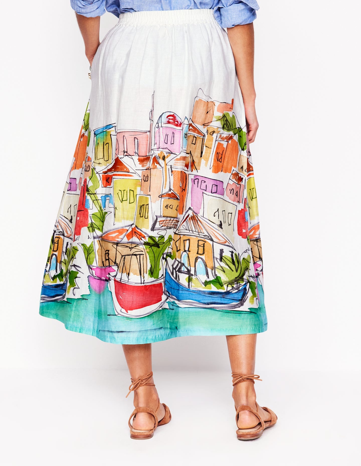 Verity Linen Midi Skirt-Multi, Rainbow Village-3