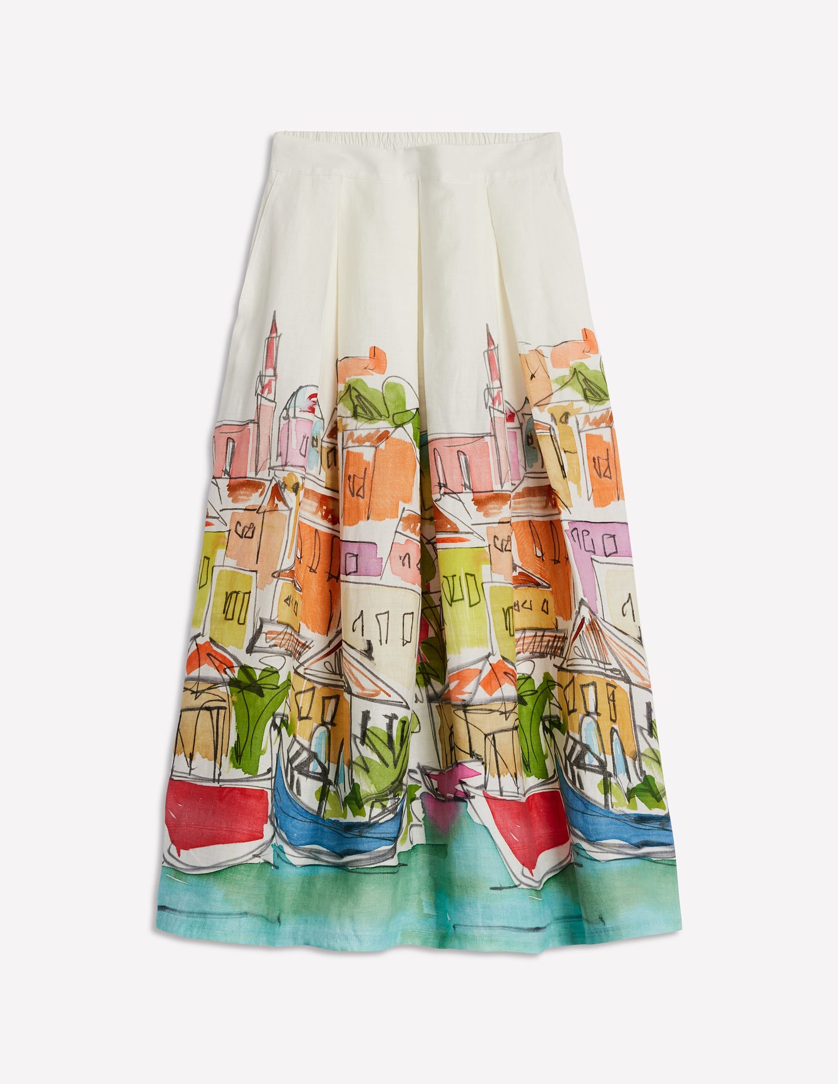 Verity Linen Midi Skirt-Multi, Rainbow Village-5