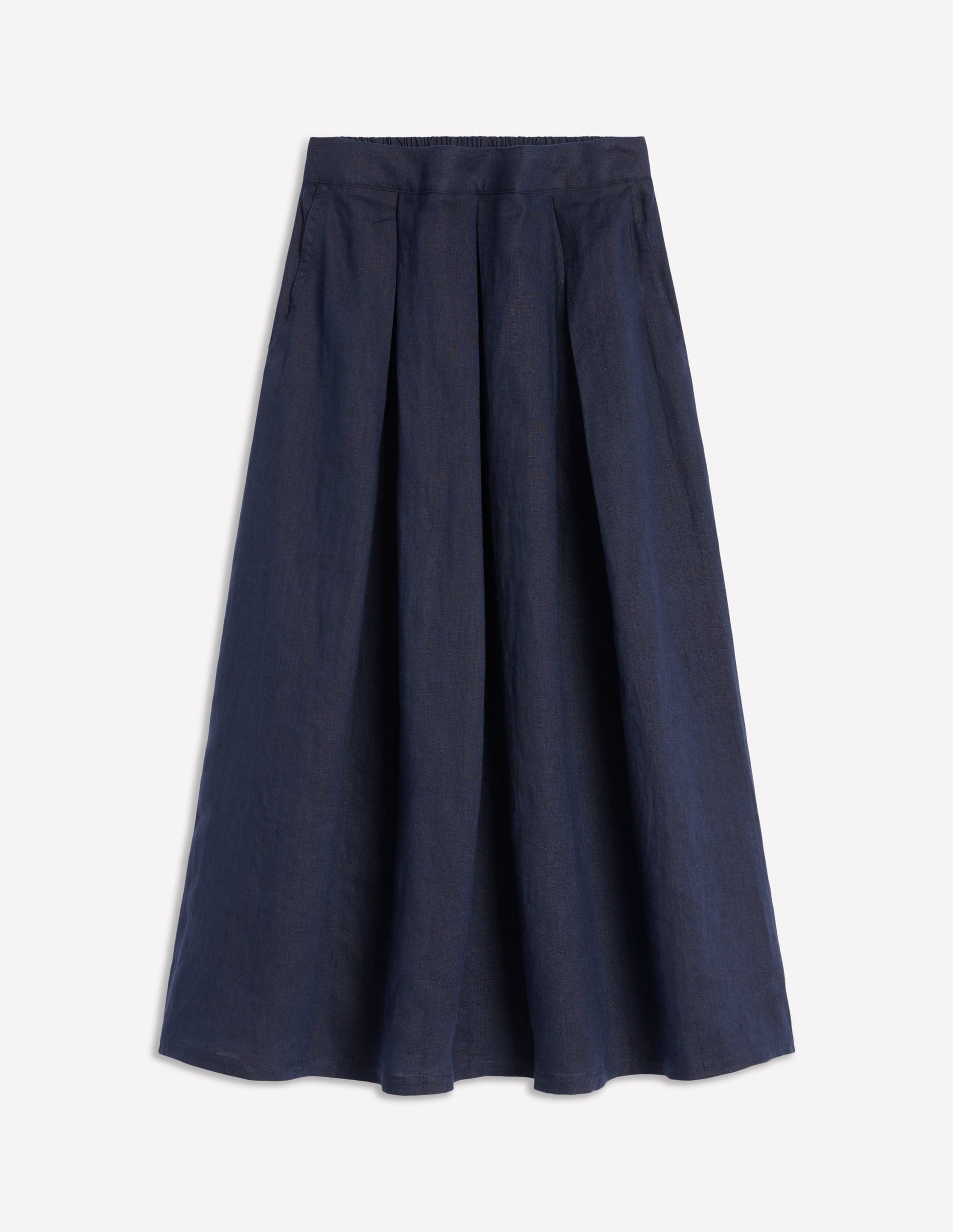 Verity Linen Midi Skirt-Navy-5
