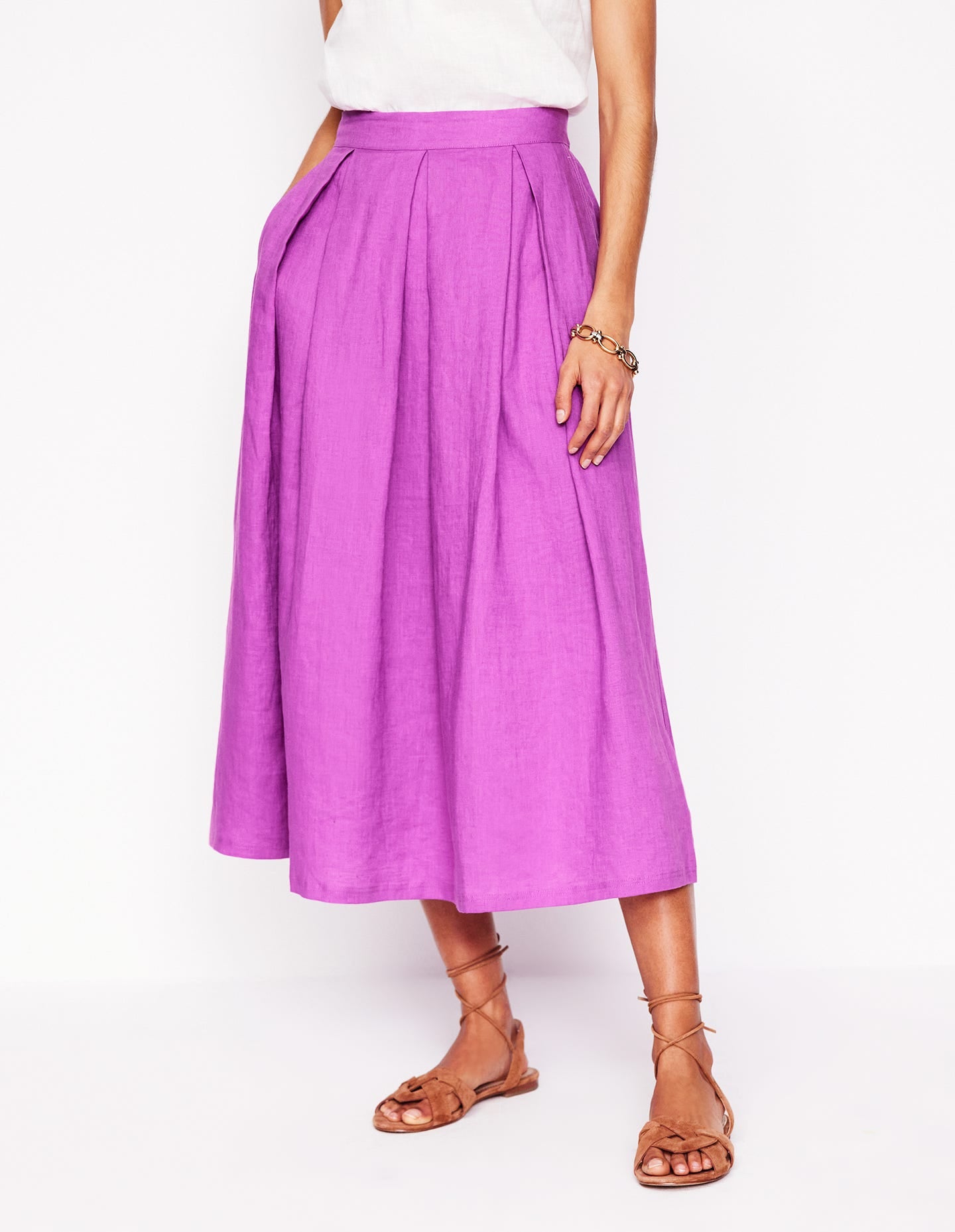 Verity Linen Midi Skirt-Foxglove Purple-3