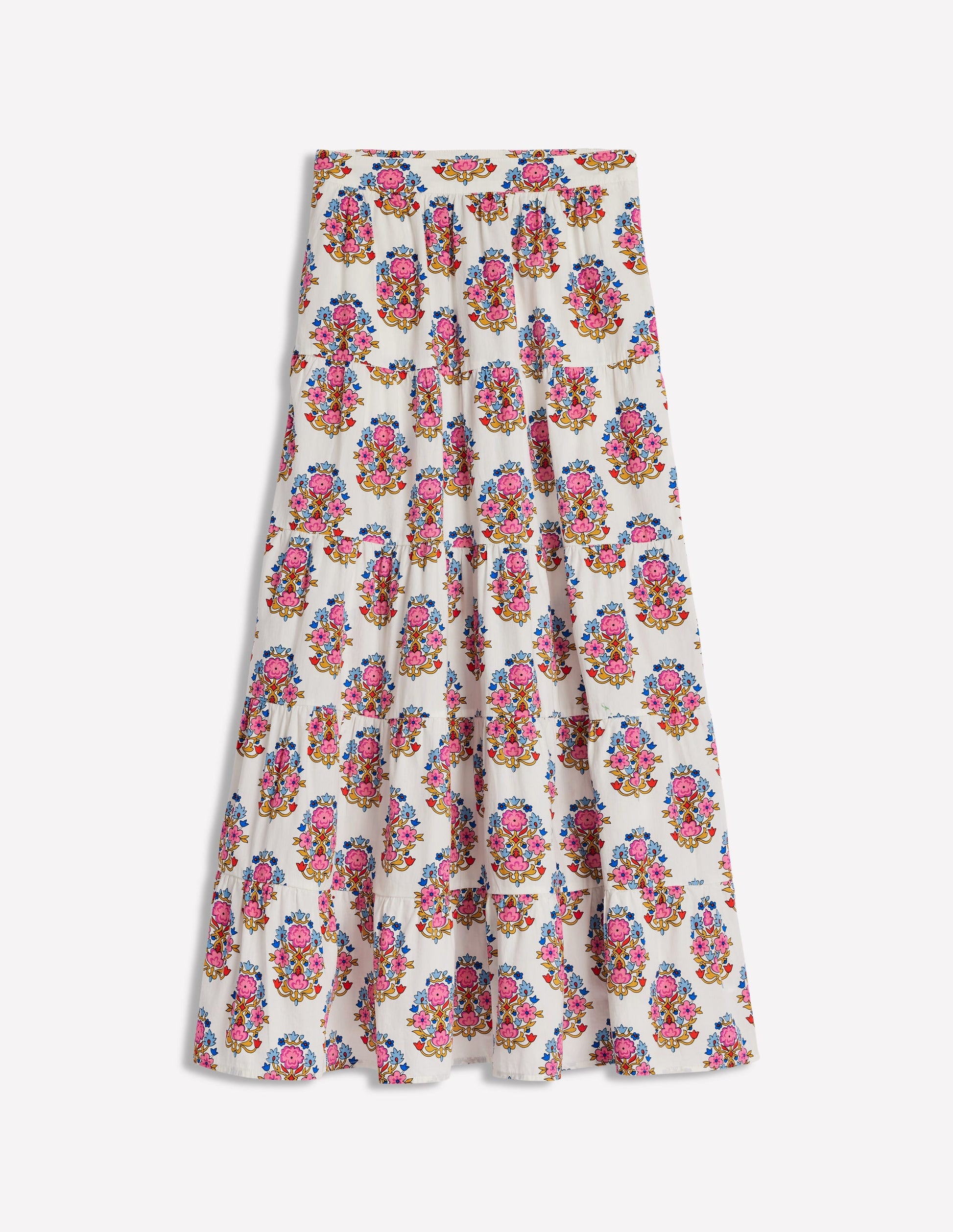 Nadia Poplin Maxi Skirt-Ivory, Wildflower Stamp-5