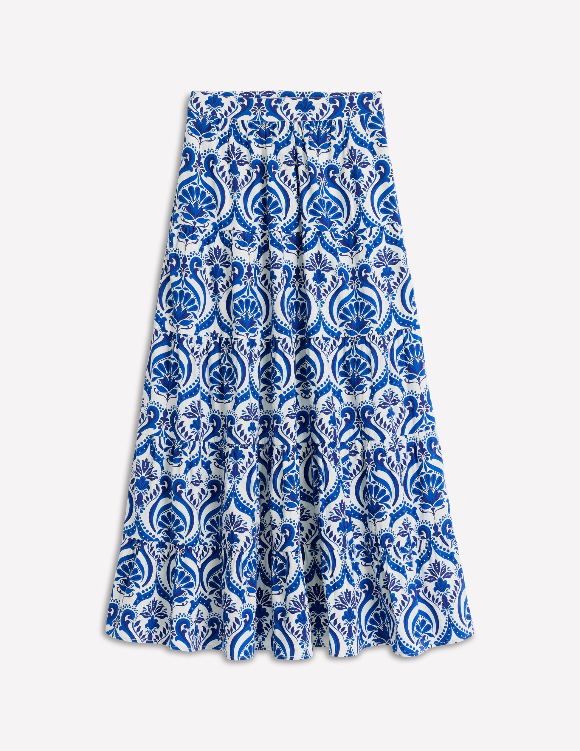 Nadia Poplin Maxi Skirt-Blue, Ornamental Floral-5