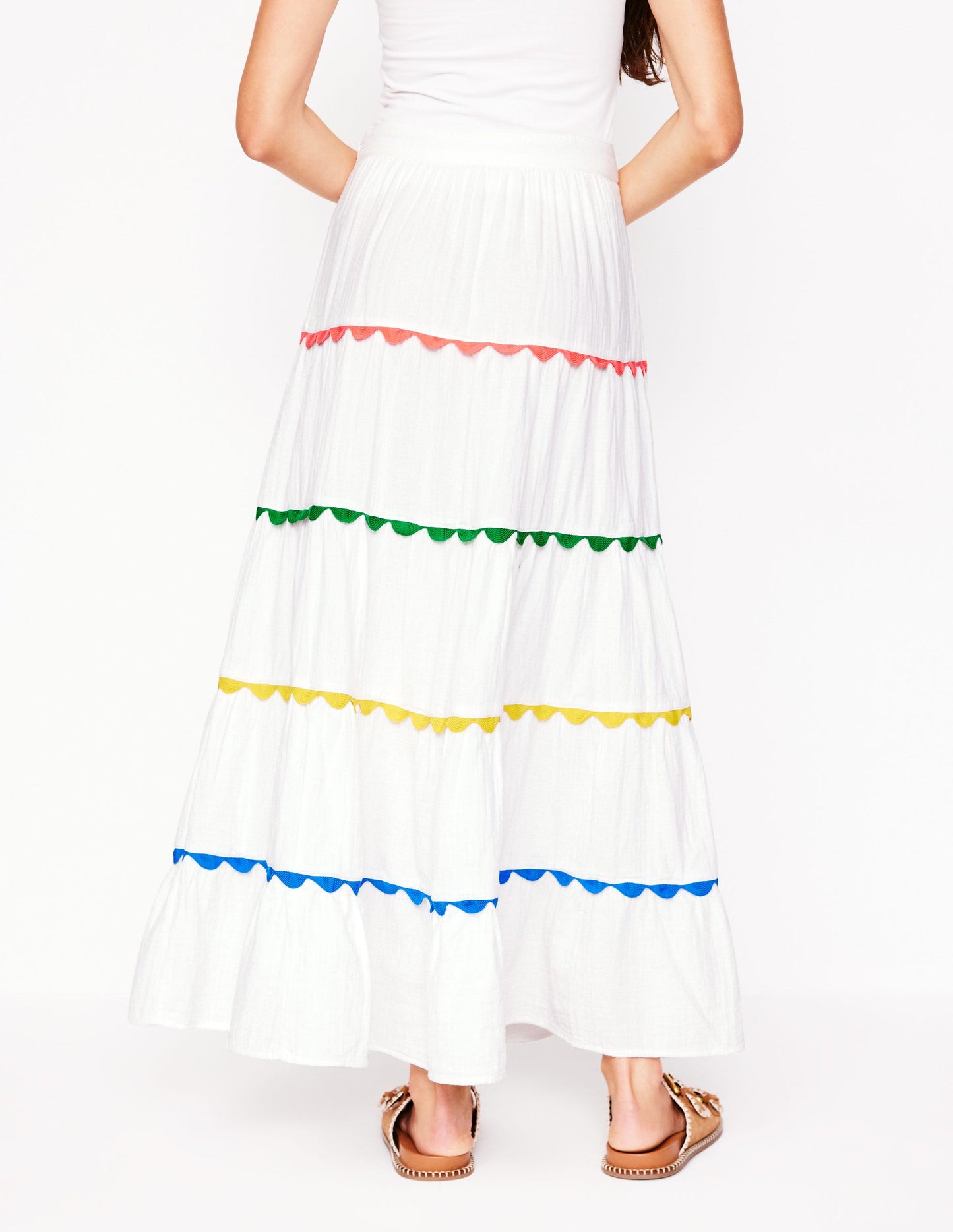 Nadia Double Cloth Maxi Skirt-White