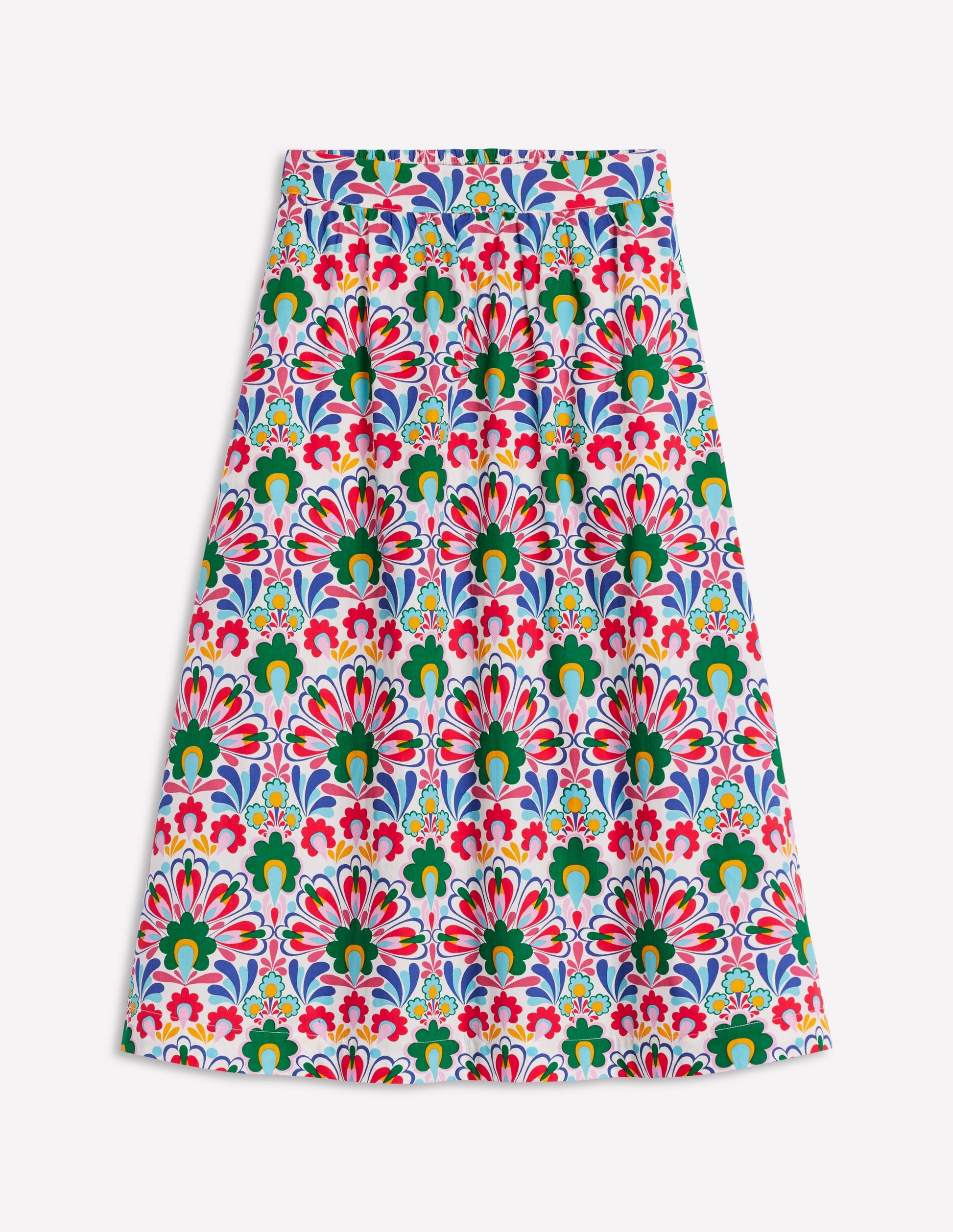 Hattie Poplin Midi Skirt-Multi, Decorative Dandelion-5