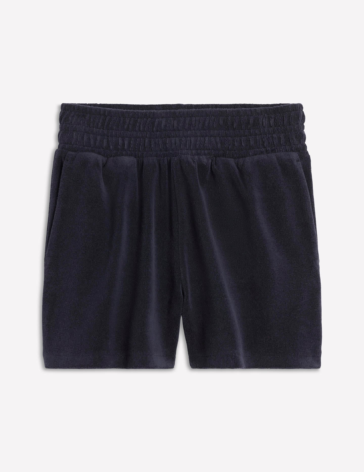 Smocked Towelling Short-Navy