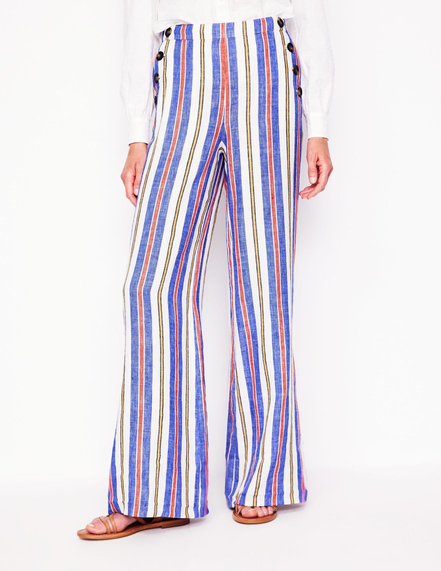 Greenwich Sailor Trousers-Bright Blue and Brown Stripe