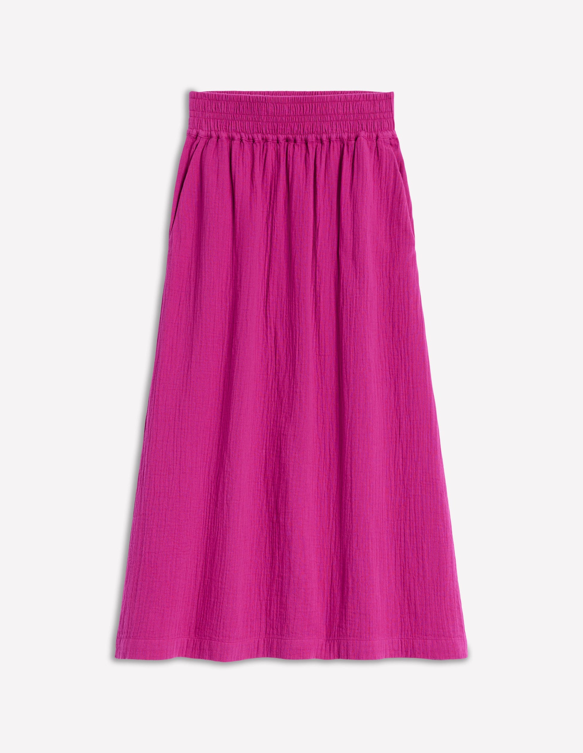 Double Cloth Smocked Skirt-Fuchsia-5