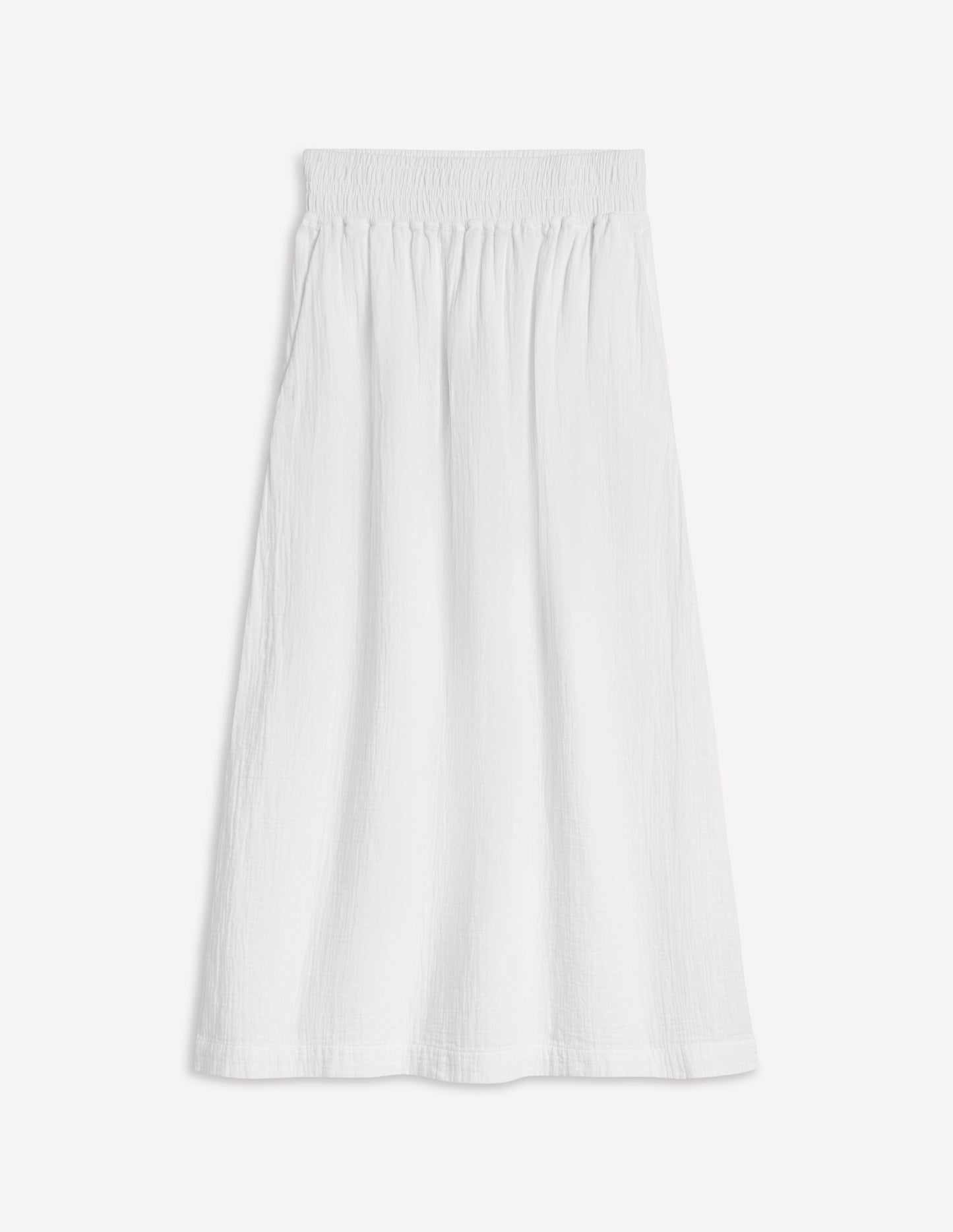 Double Cloth Smocked Skirt-White