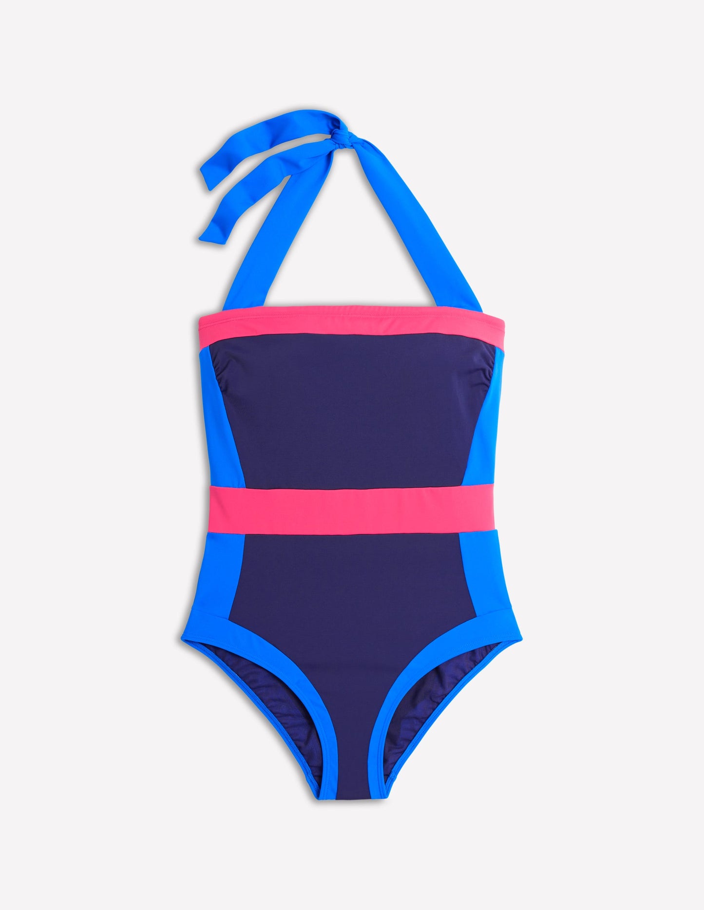 Santorini Halterneck Swimsuit-Navy/ Coral Punch Pink/ Blue