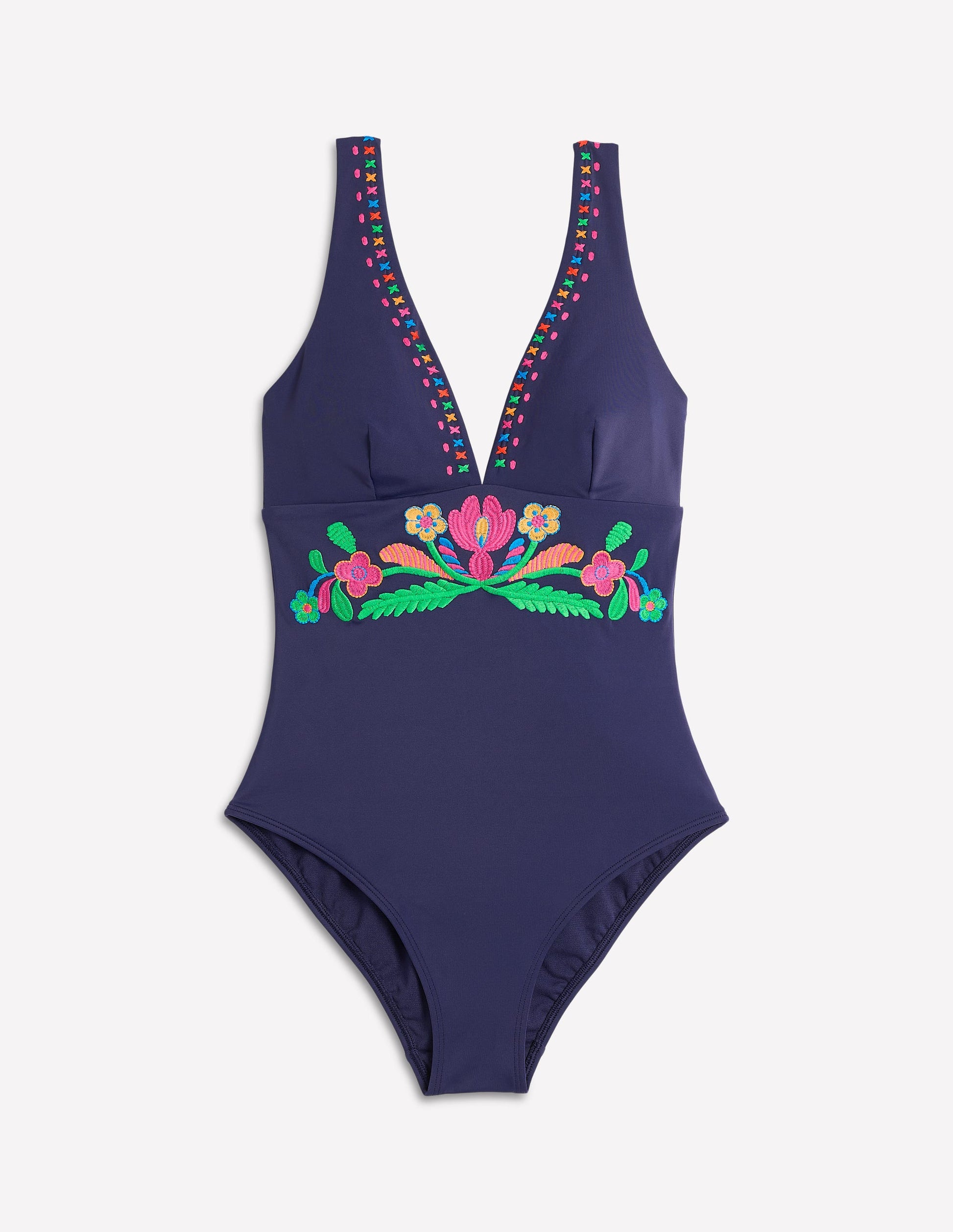 Embroidered Swimsuit-Navy-5