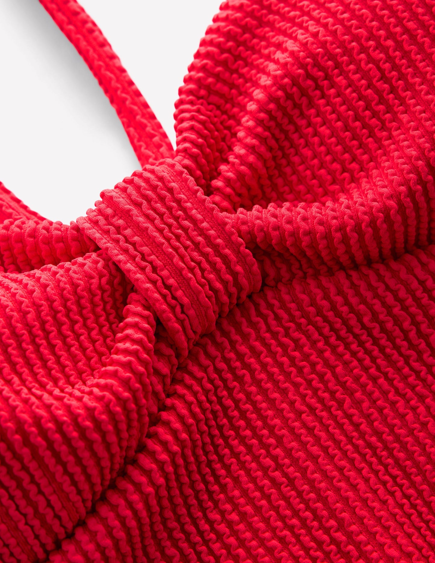 Crinkle Texture Swimsuit-Tulip Red