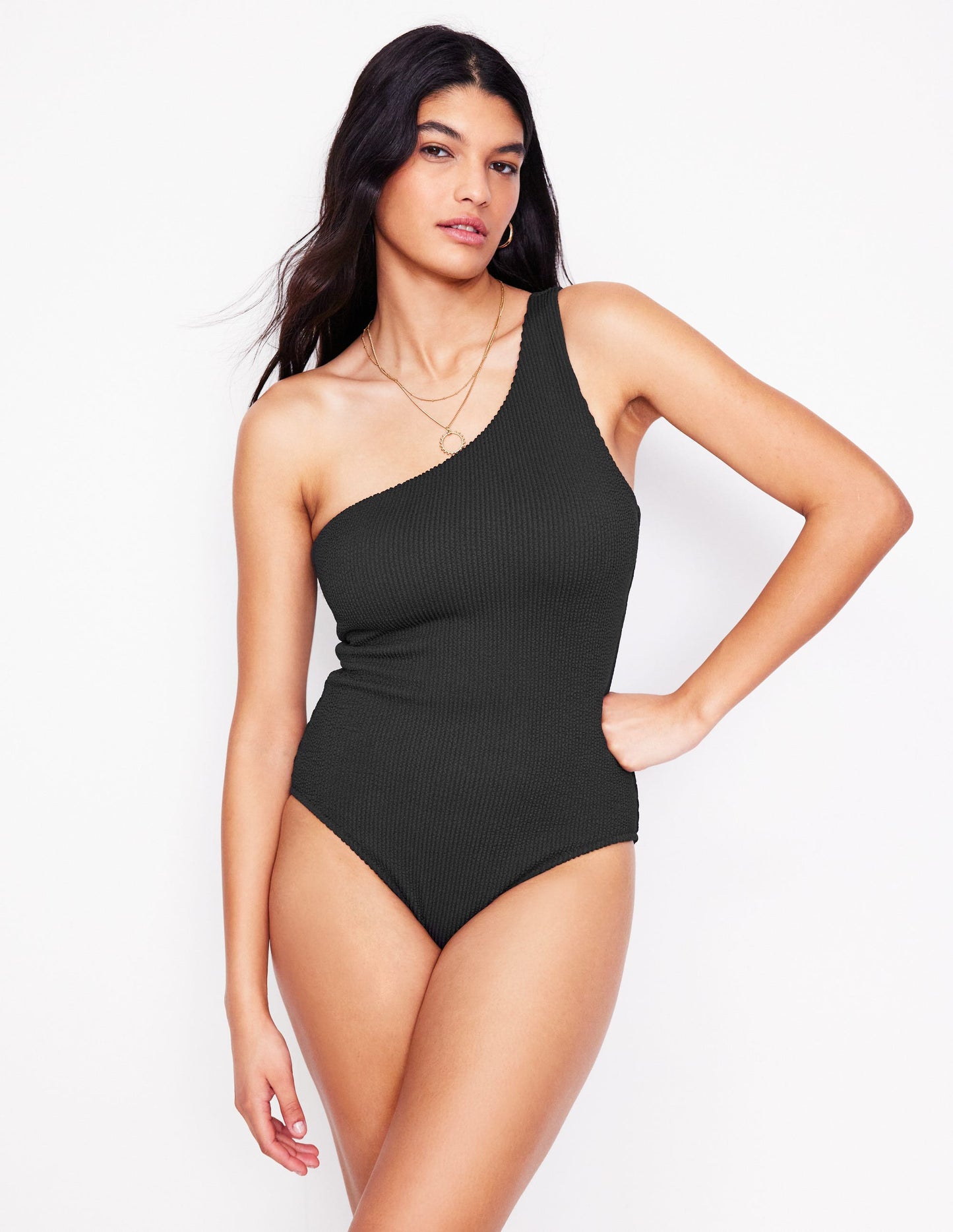 One Shoulder Swimsuit-Black