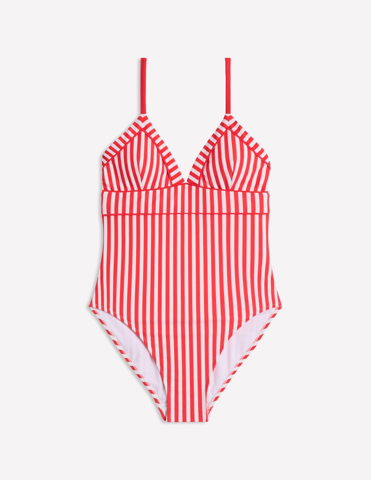 Kasos String V Neck Swimsuit-Coral Punch/ Ivory Stripe