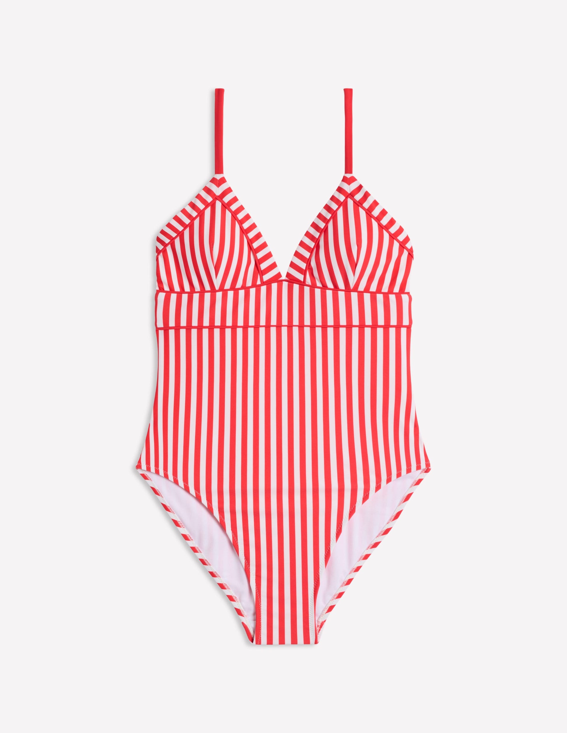 Kasos String V Neck Swimsuit-Coral Punch/ Ivory Stripe-8