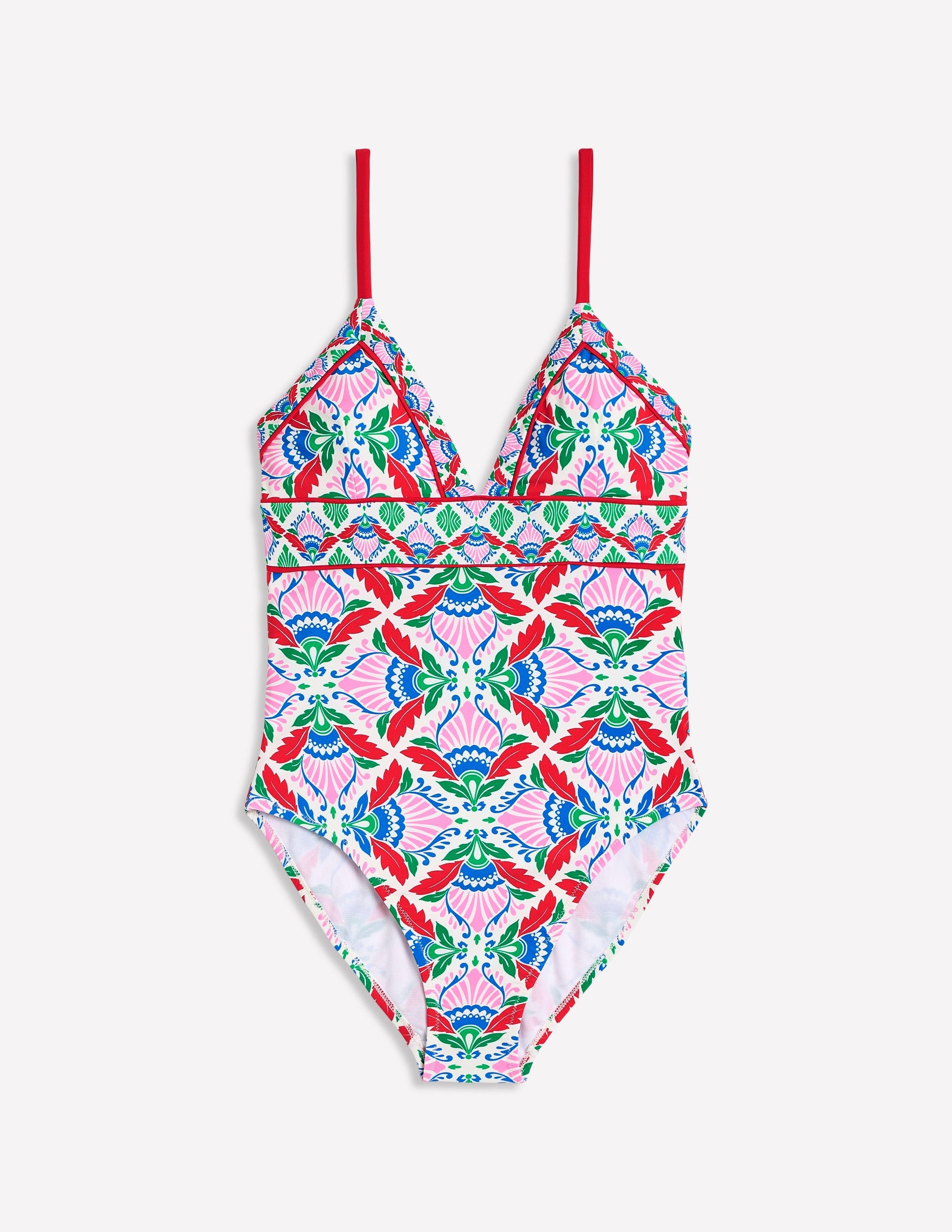 Kasos String V Neck Swimsuit-Multi, Ornate Thistle-5