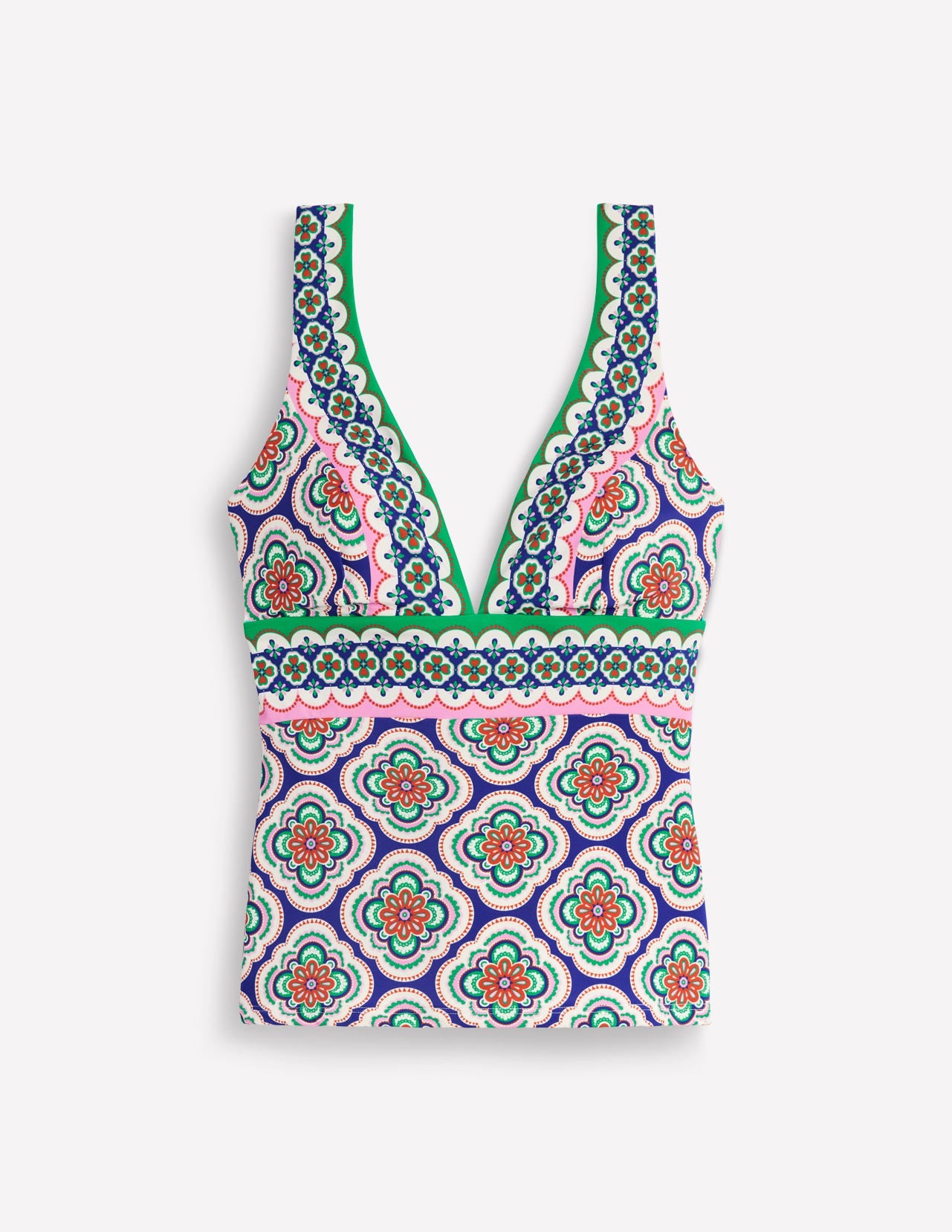 Porto Tankini Top-Bright Blue, Botanic Blush