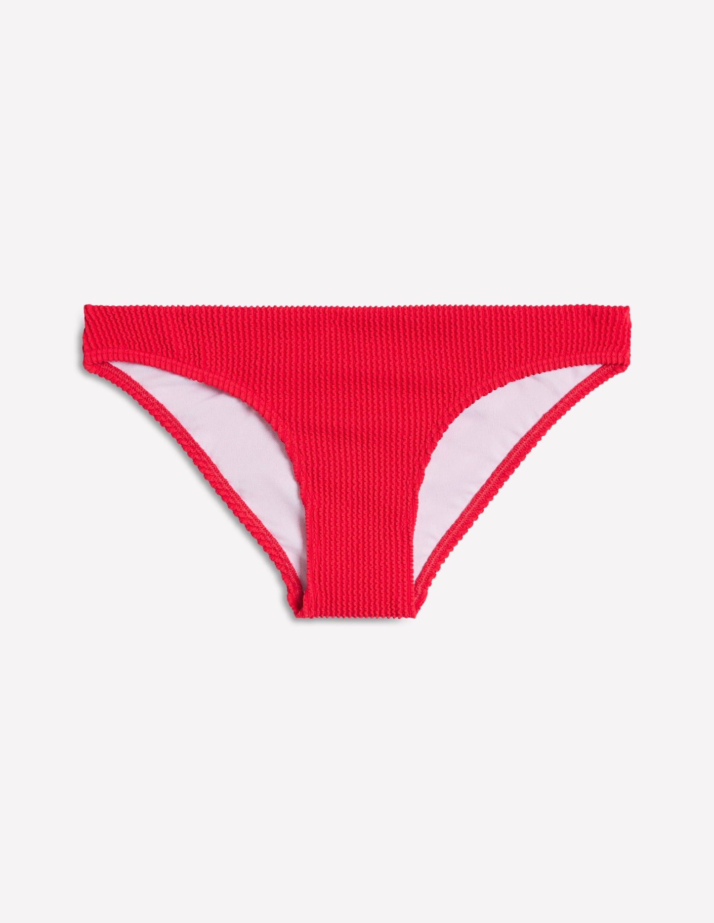 Crinkle Texture Bikini Bottoms-Tulip Red