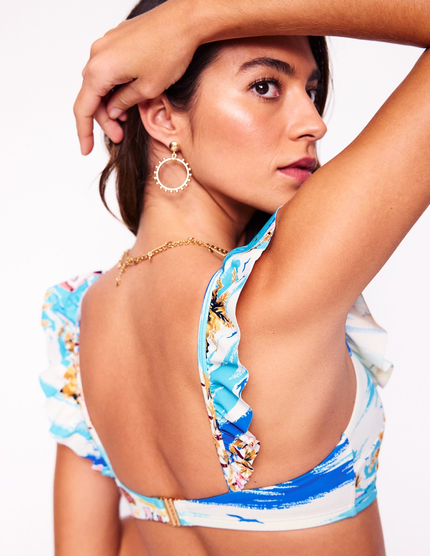 Evia Ruffle Bikini Top-Multi, Paradise Bay