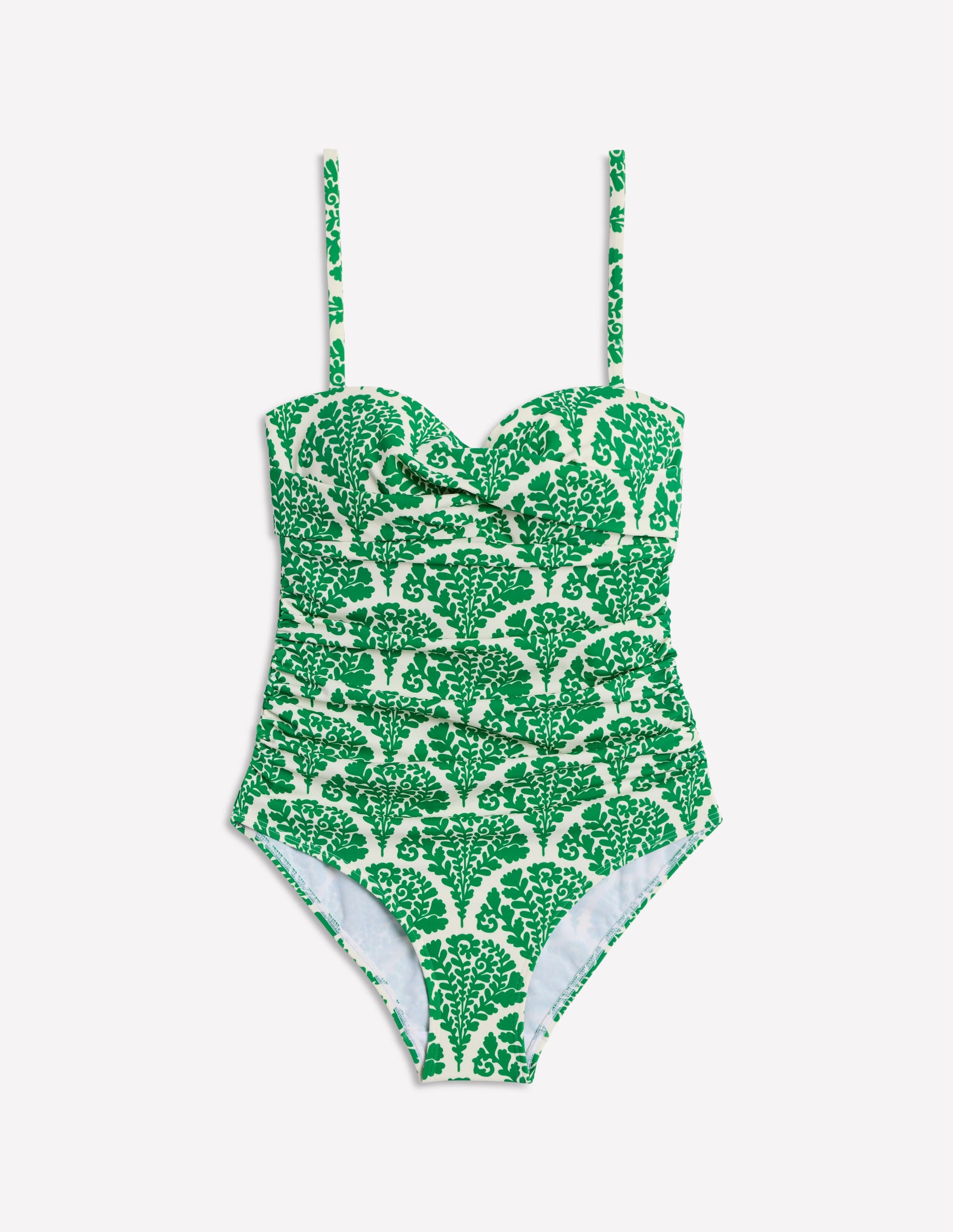 Andros Twist Front Swimsuit-Rich Emerald, Blossomy-7
