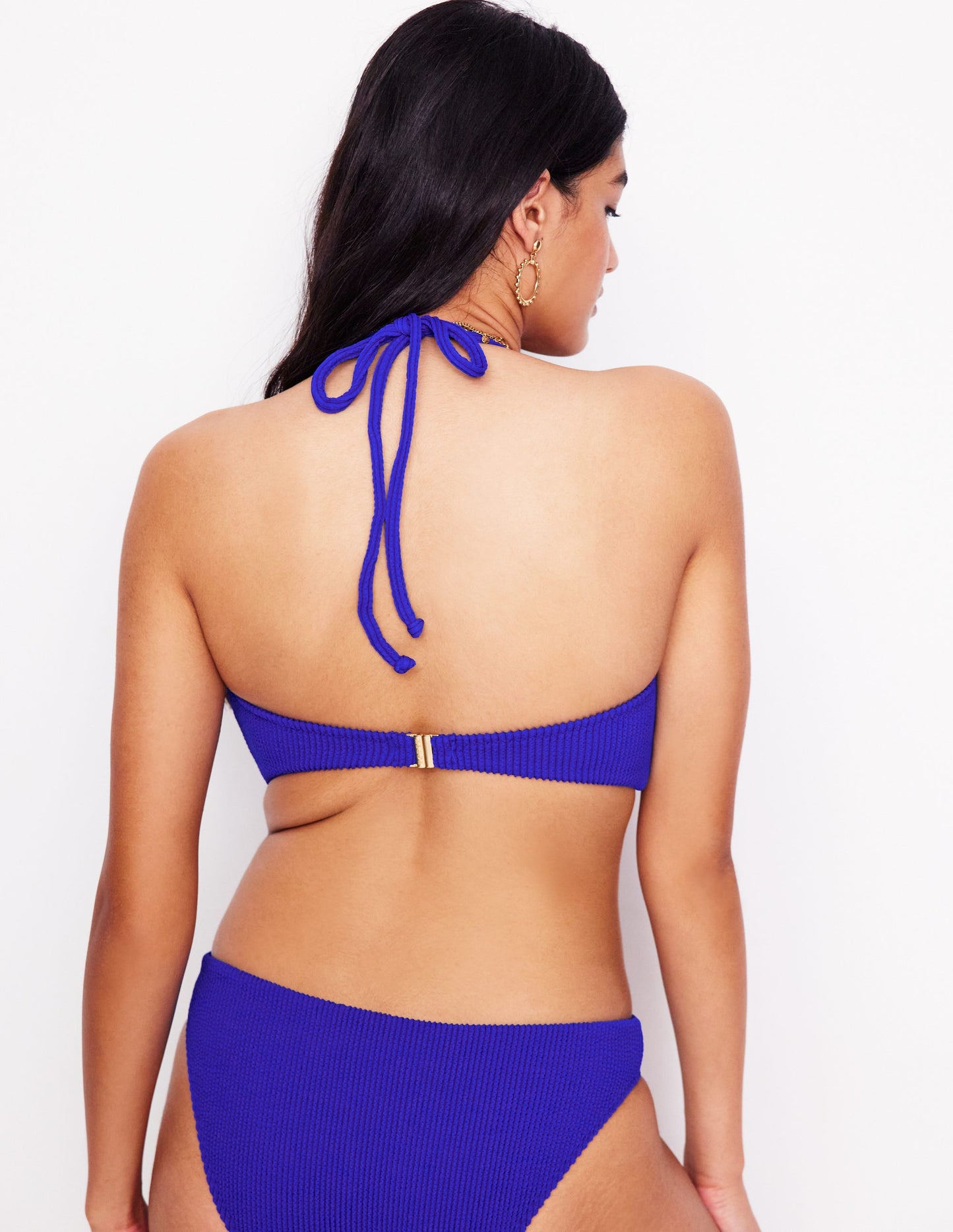 Crinkle Texture Bikini Top-Cobalt