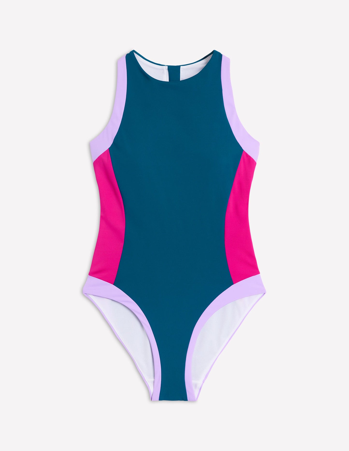Piped Sporty Swimsuit-Oceanside Blue