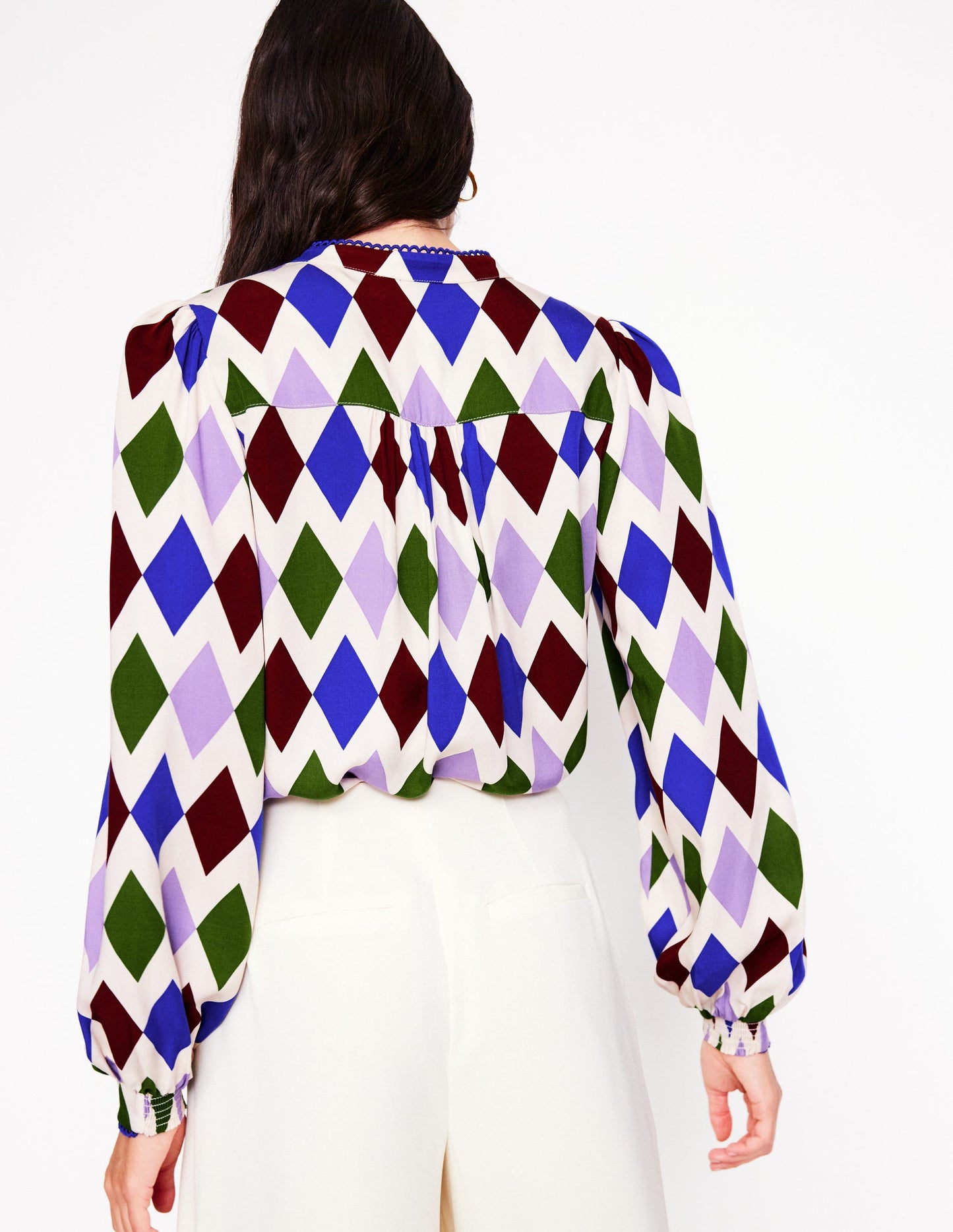 Ara Long Sleeve Top-Multi, Diamond Stripe