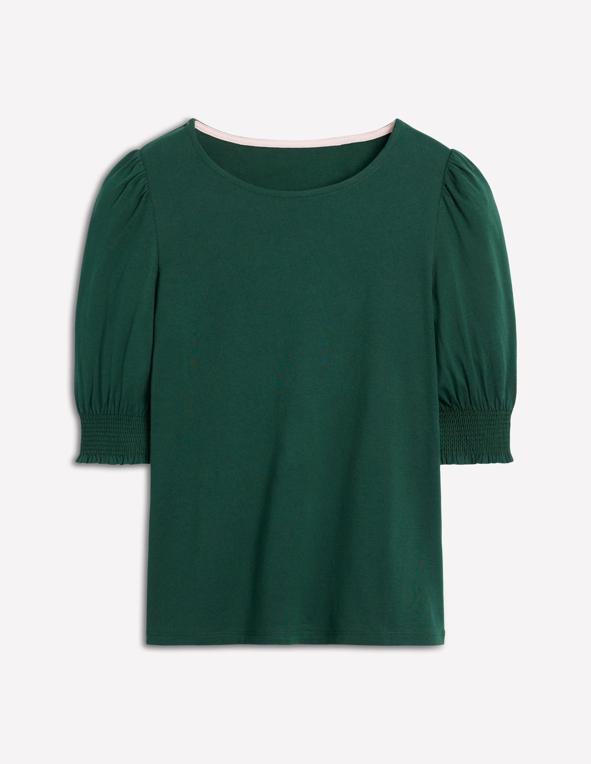 Short Sleeve Smocked Cuff Top-Green Pine-6