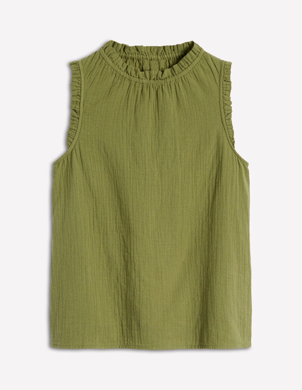 Sophie Ruffle Double Cloth Top-Olive Green