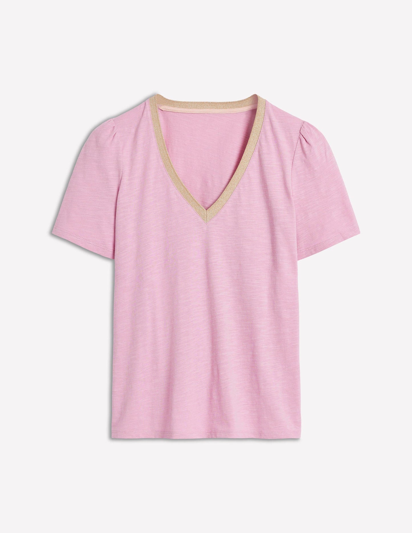Metallic Trim V Neck T-shirt-Soft Lavender