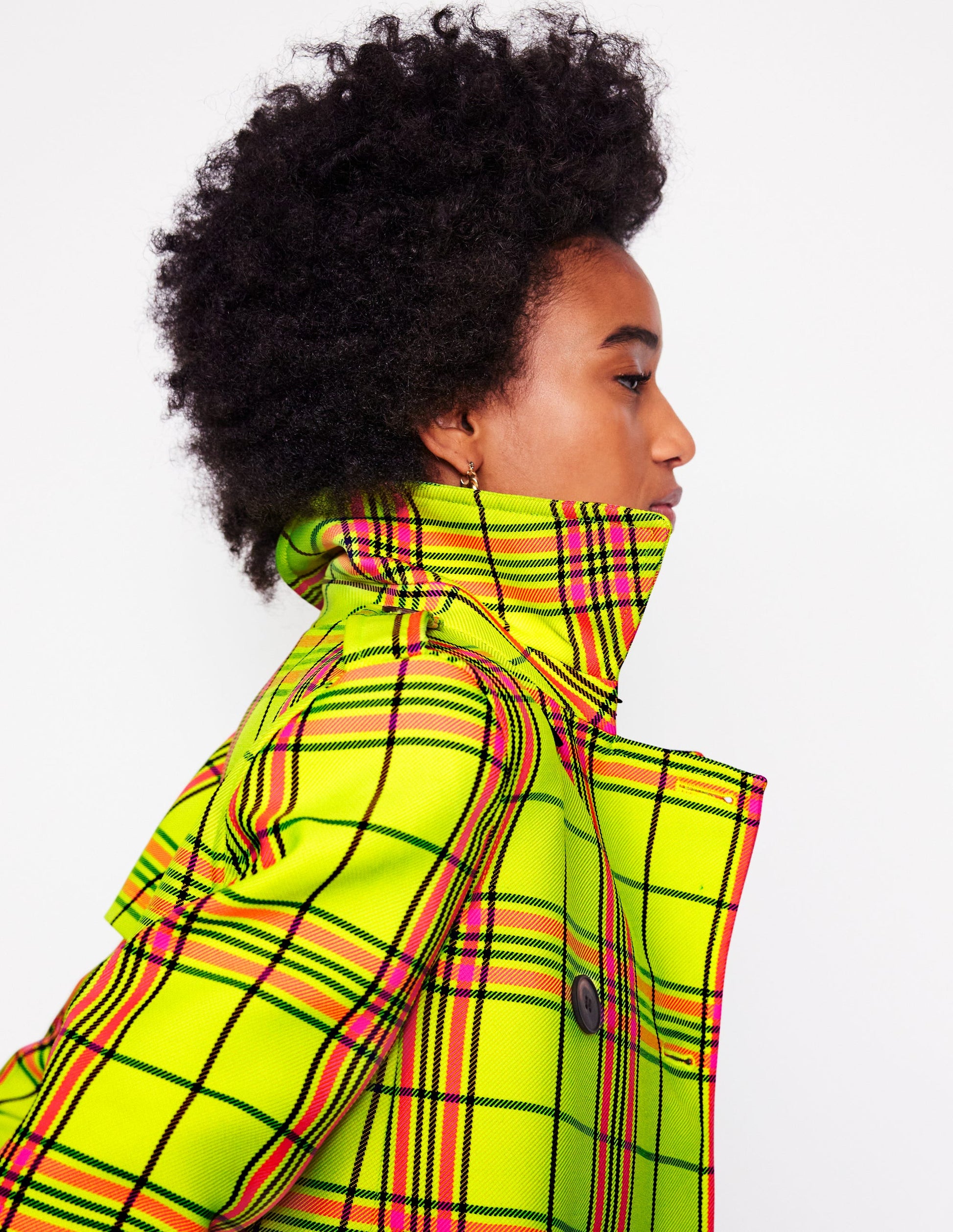 Mayfair Cropped Trench-Neon Yellow Check-2