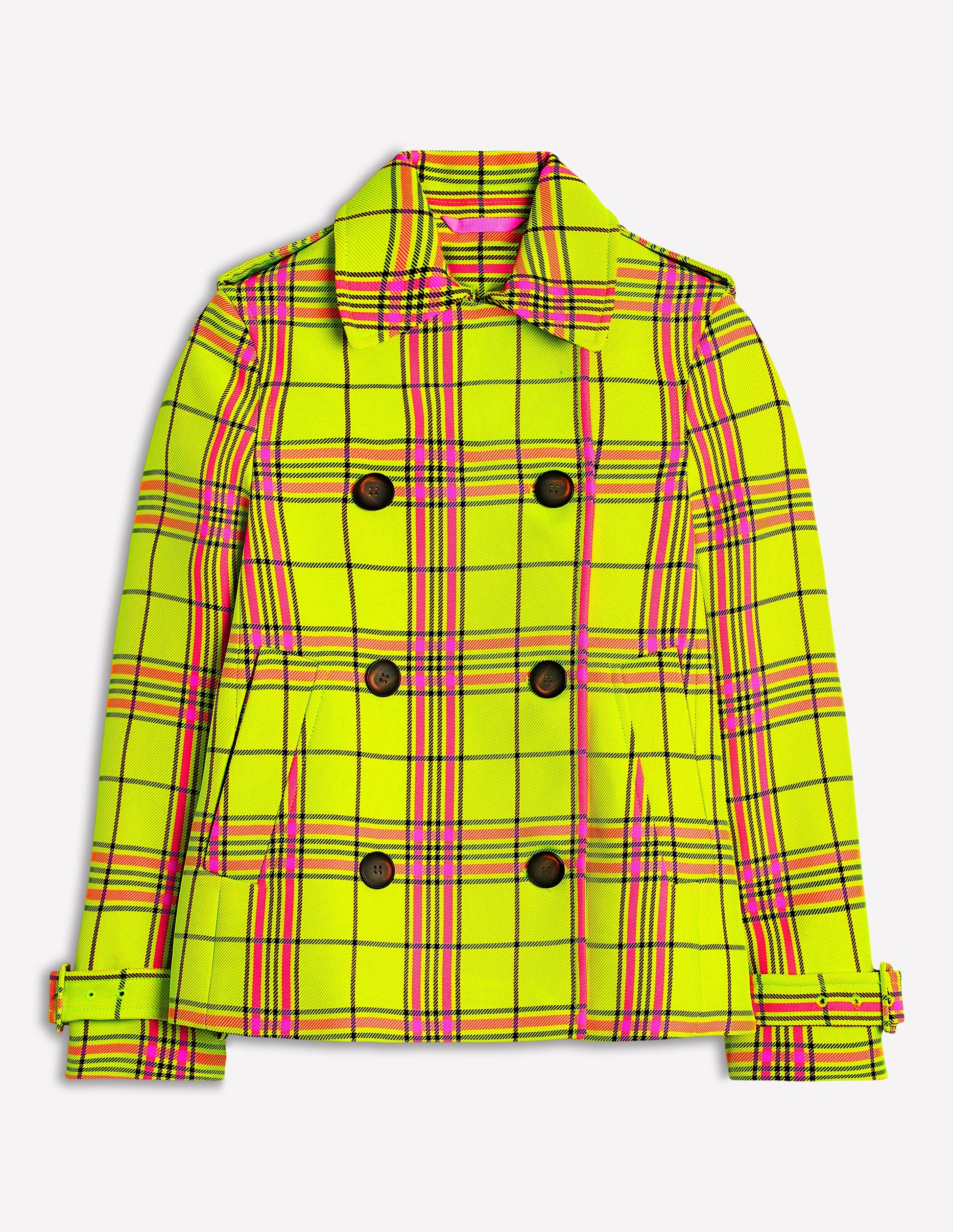 Mayfair Cropped Trench-Neon Yellow Check-6
