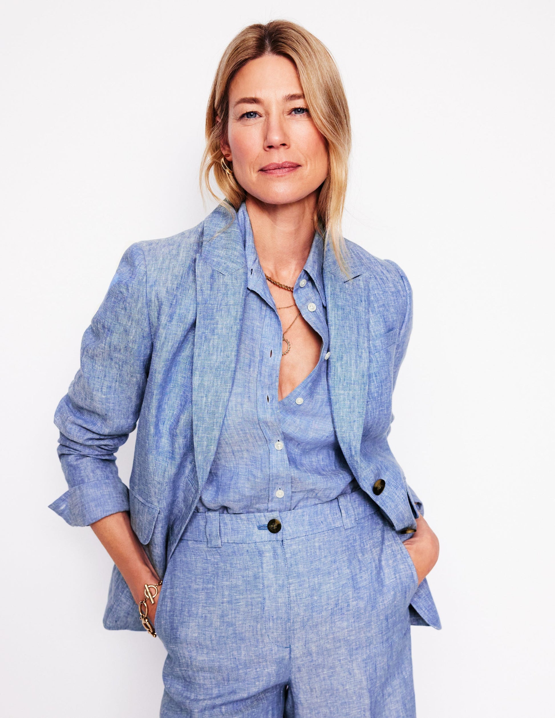 Stamford Linen Blazer-Chambray-4