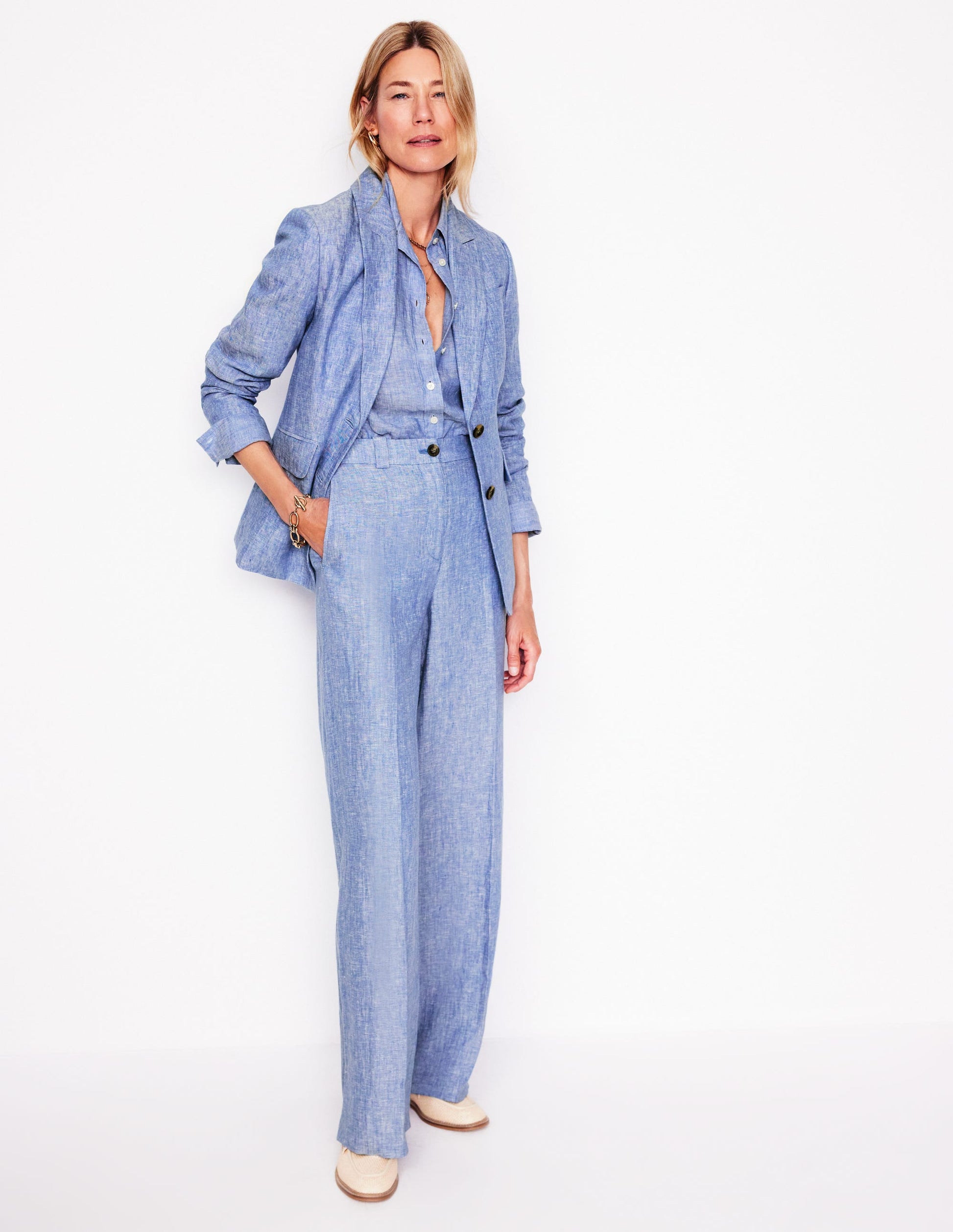 Stamford Linen Blazer-Chambray-5