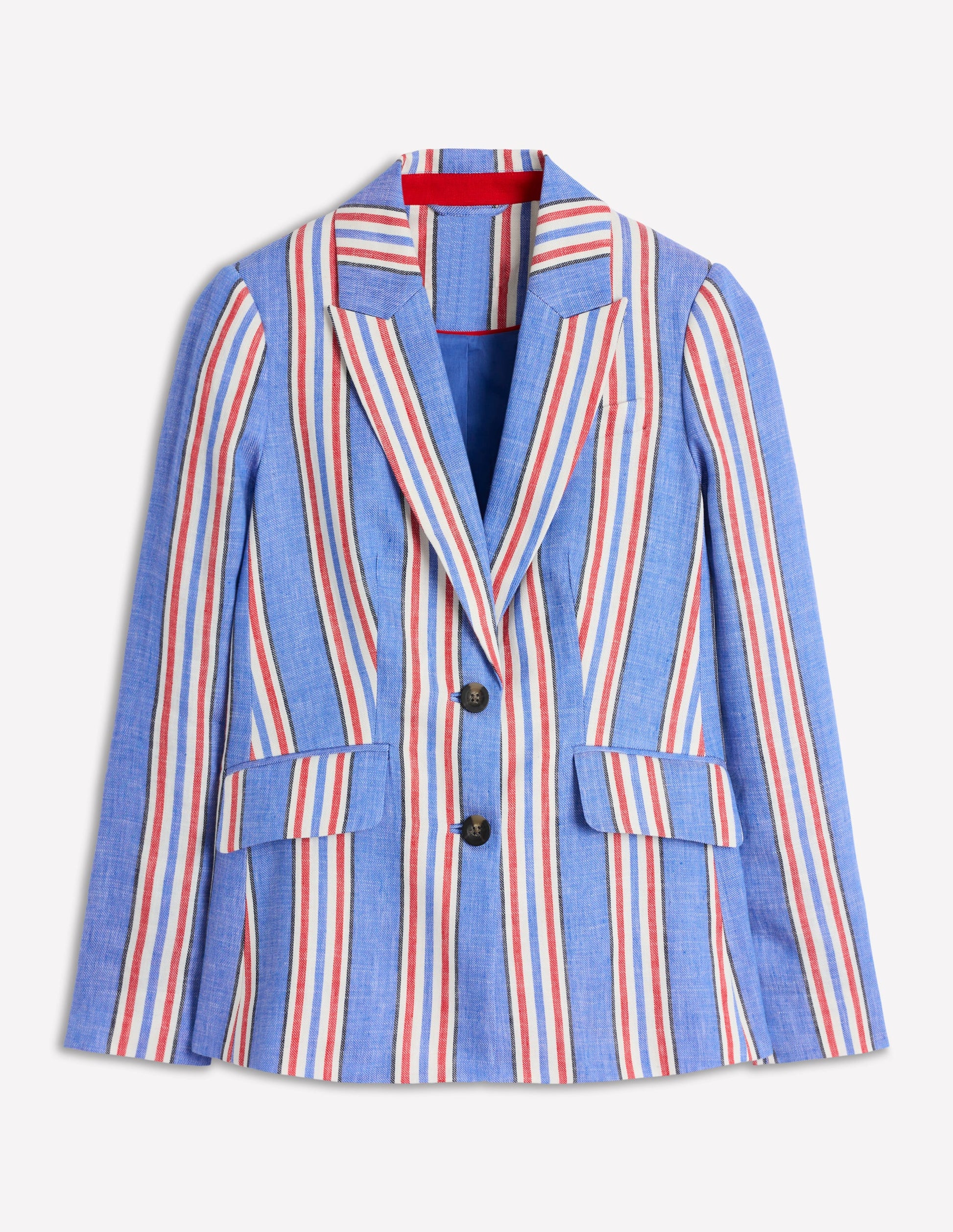 Stamford Linen Blazer-Peacock Plume, Red Stripe-6