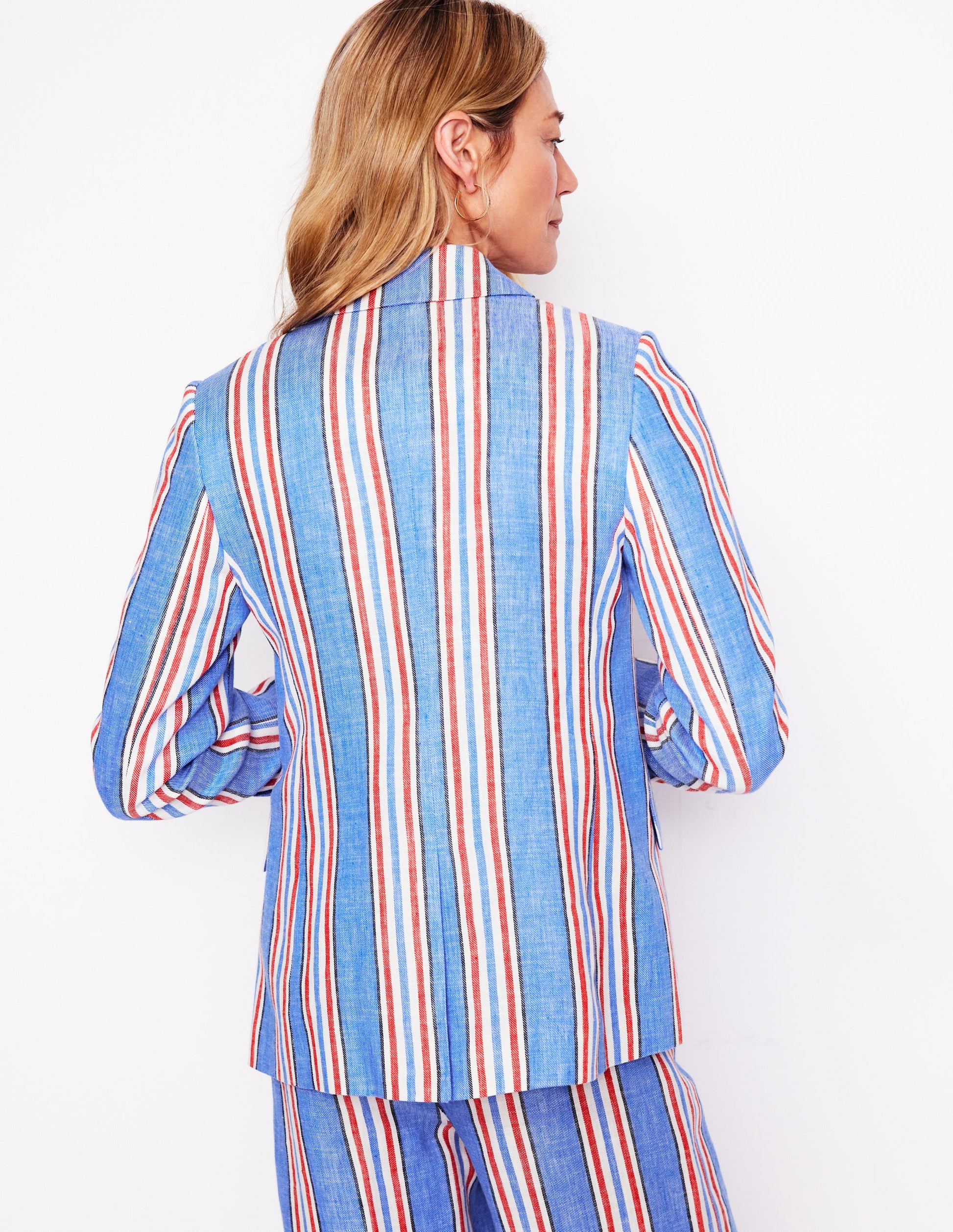 Stamford Linen Blazer-Peacock Plume, Red Stripe-4
