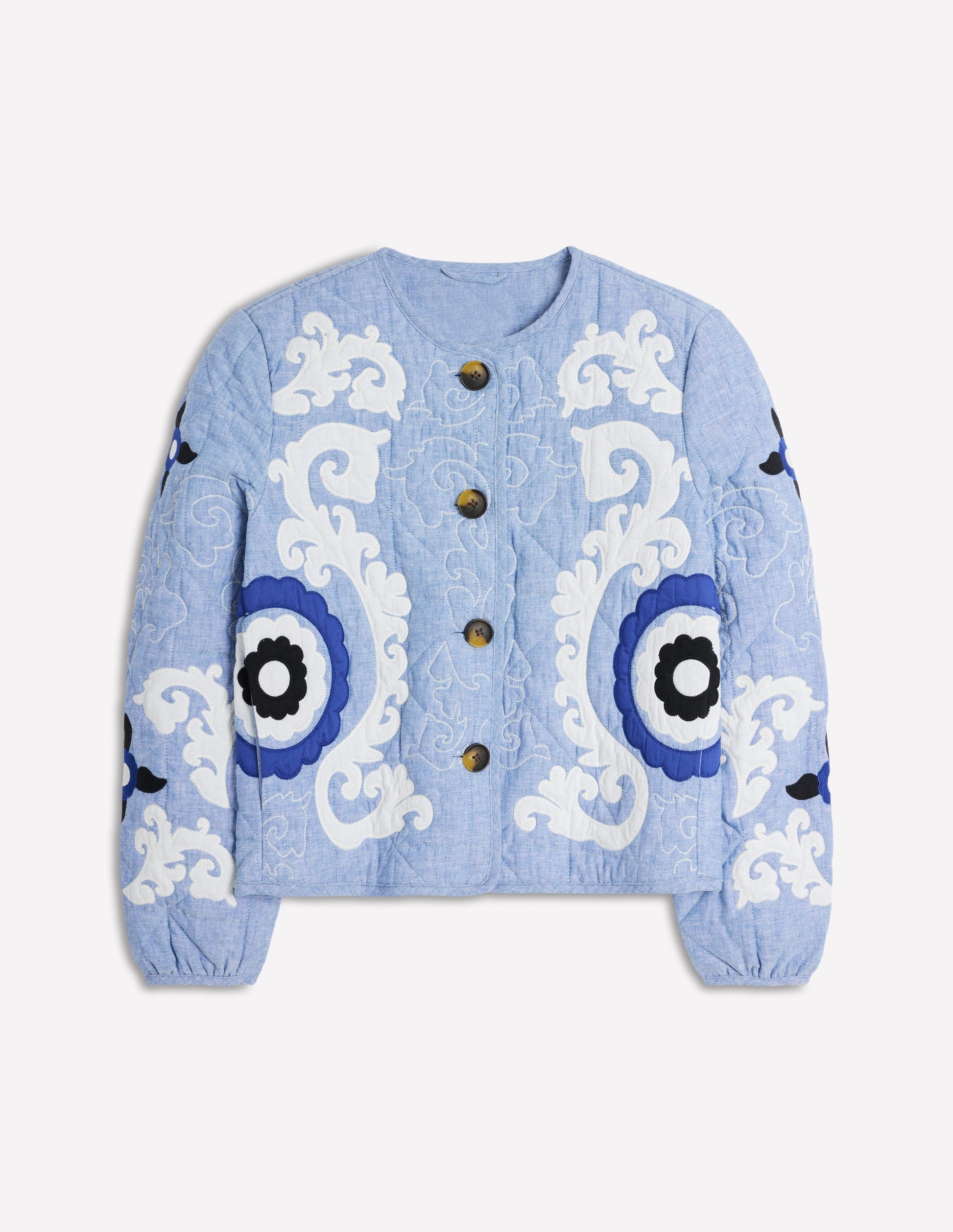 Chelsea Embroidered Jacket-Grey Blue Chambray-10