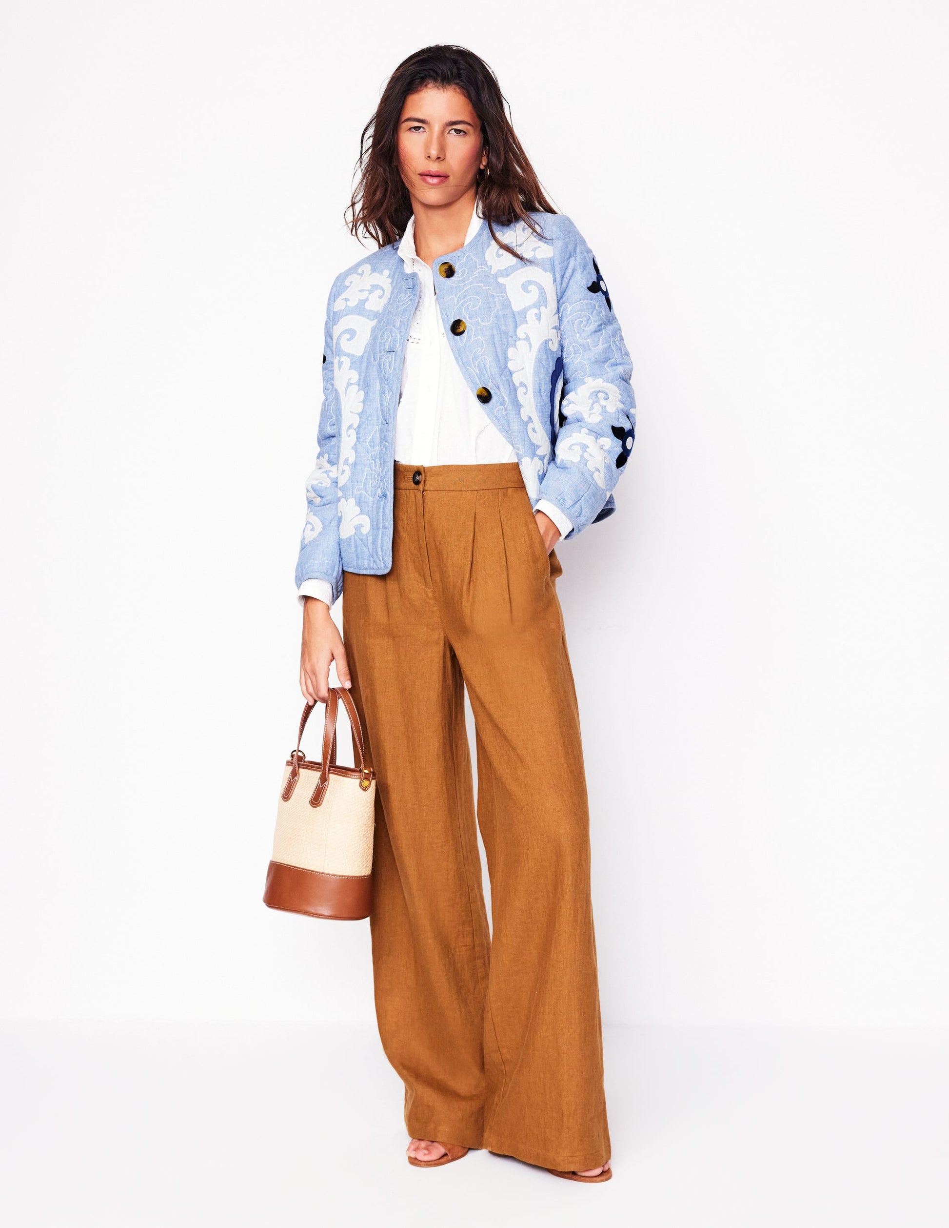 Chelsea Embroidered Jacket-Grey Blue Chambray-7