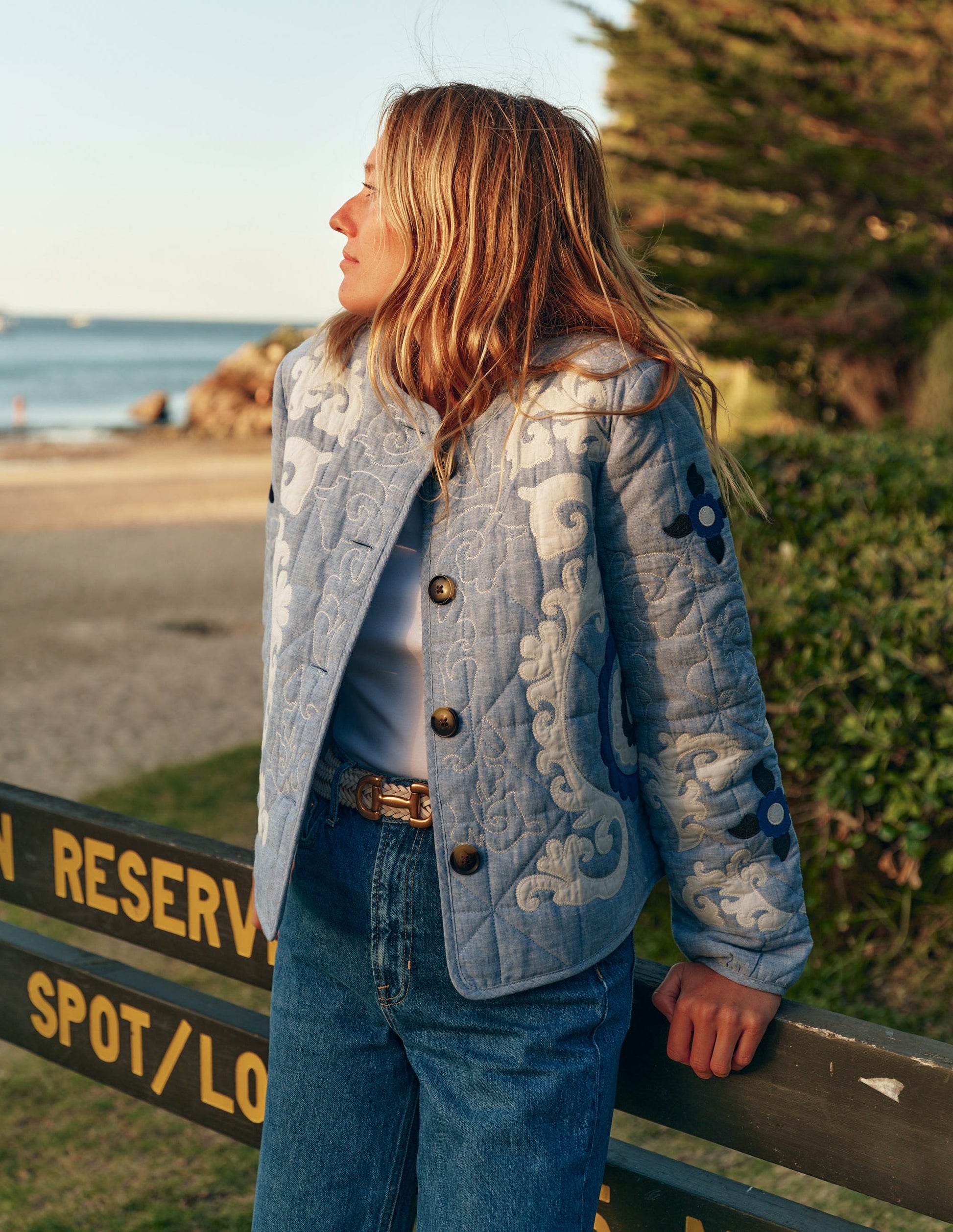 Chelsea Embroidered Jacket-Grey Blue Chambray-2