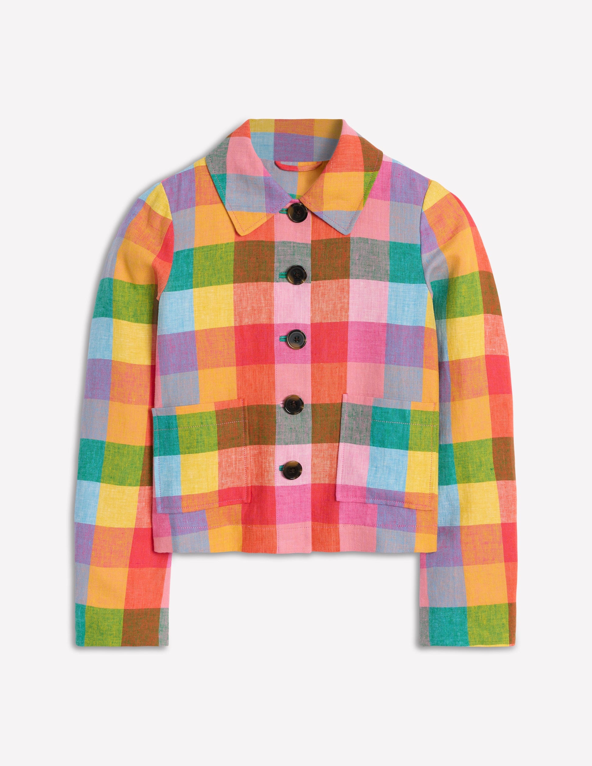 Knightsbridge Linen Jacket-Rainbow Multigingham-9