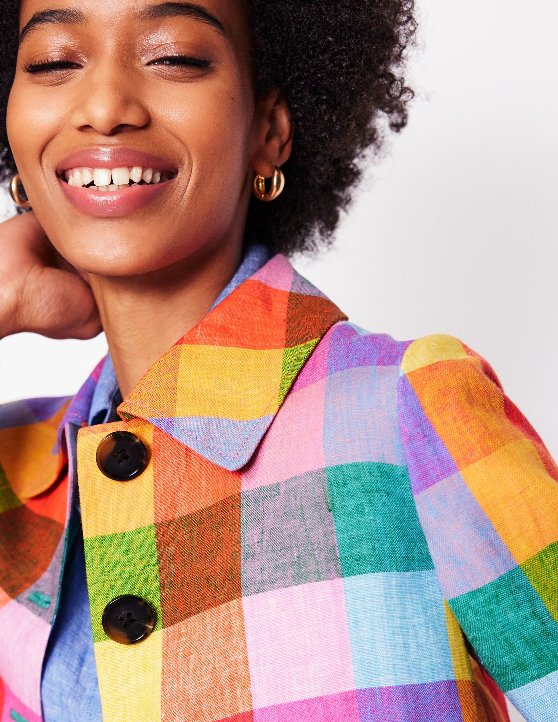 Knightsbridge Linen Jacket-Rainbow Multigingham-4