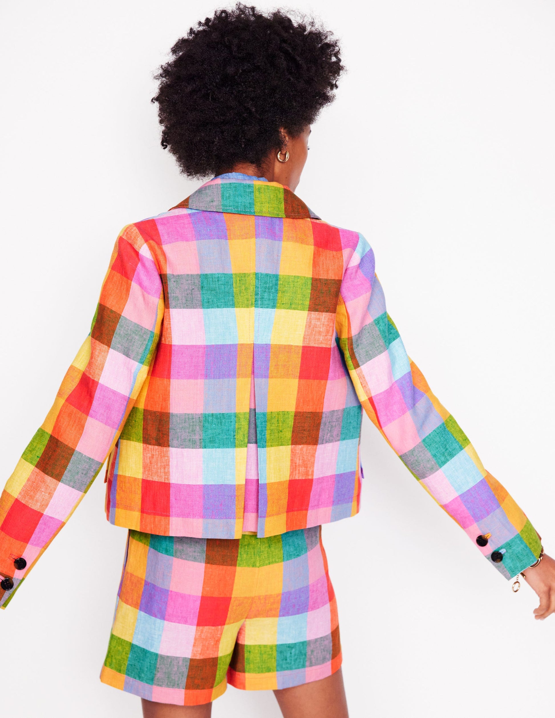 Knightsbridge Linen Jacket-Rainbow Multigingham-5