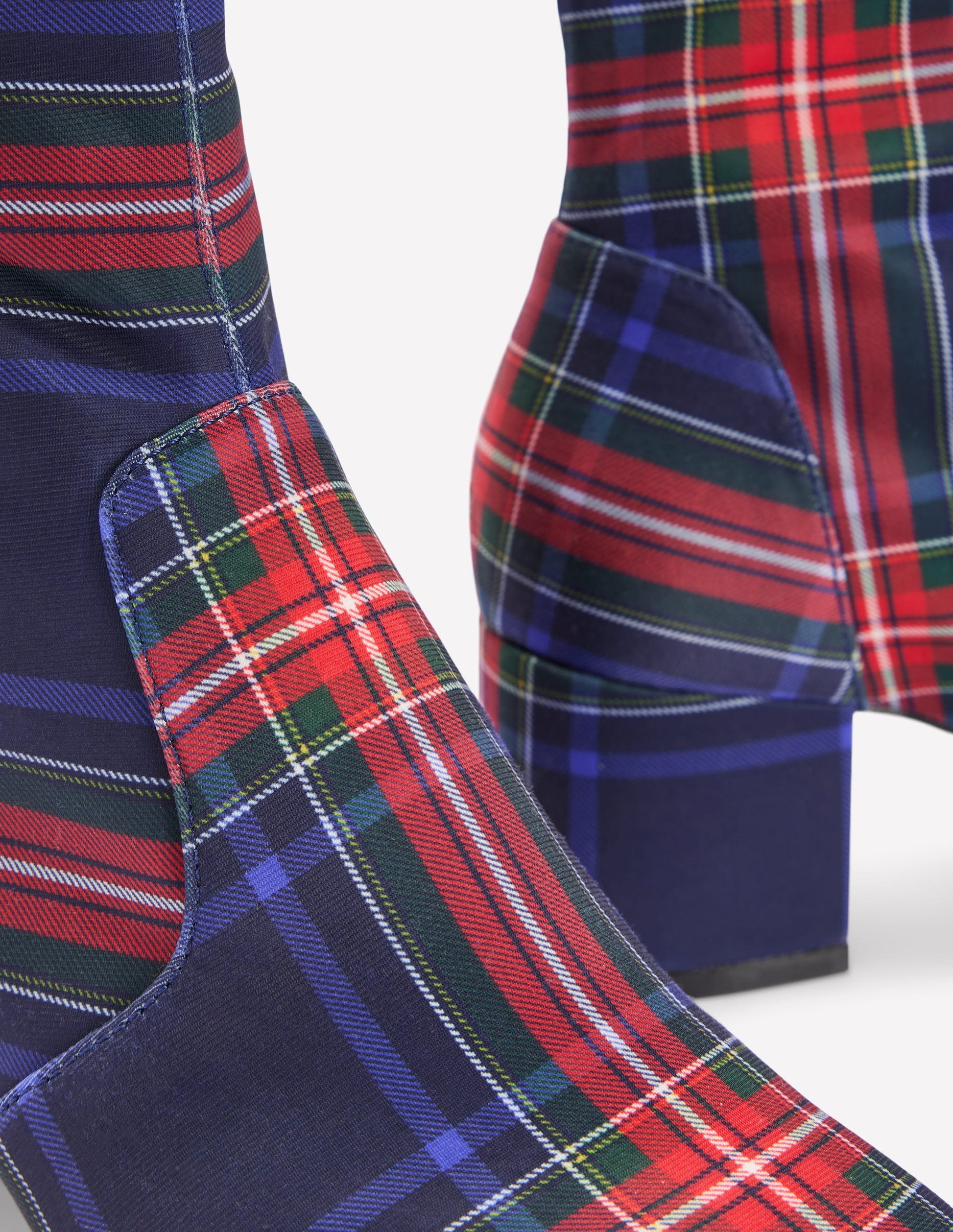 Stretch Ankle Boots-Tartan-4