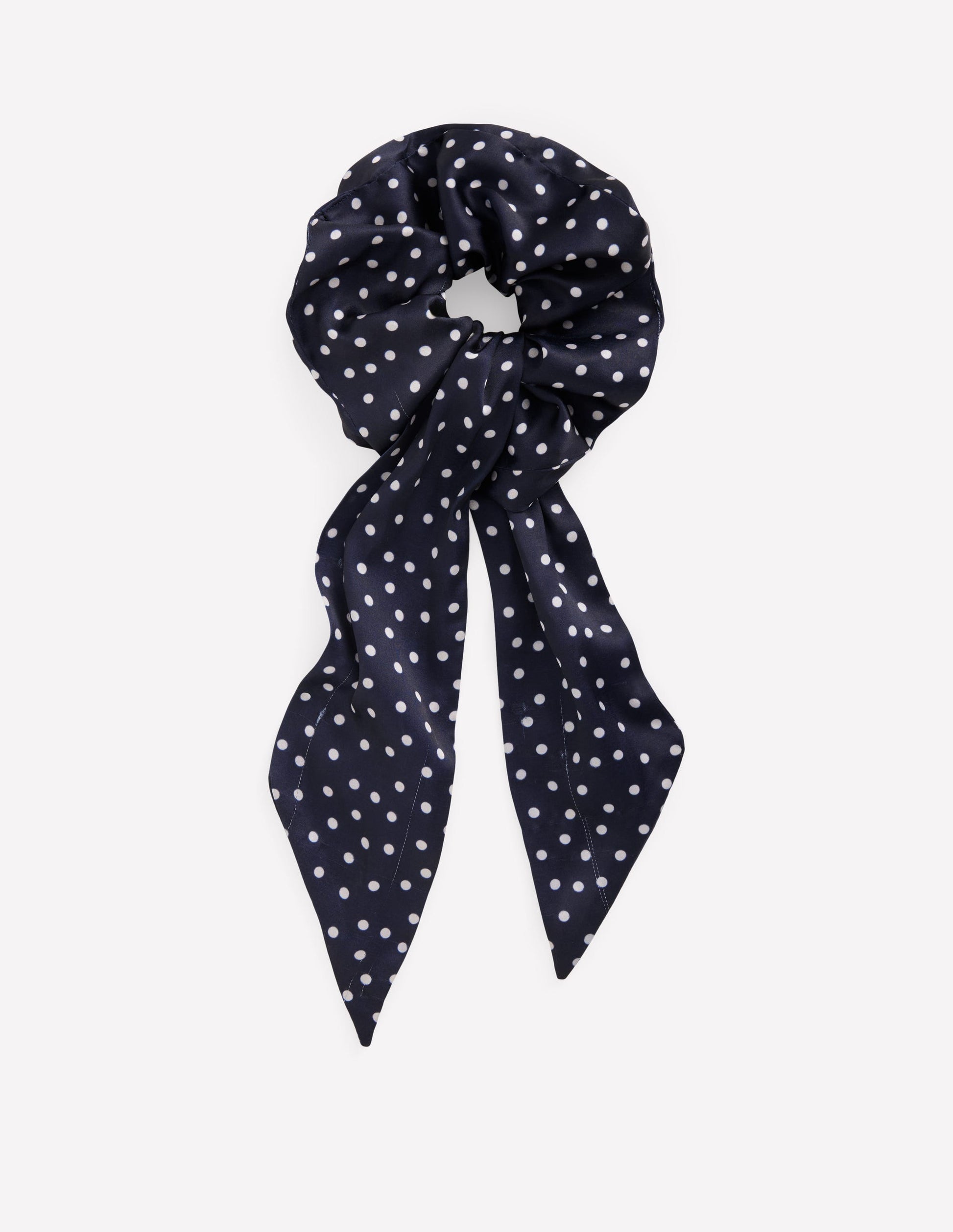 Scarf Scrunchie-French Navy Spot-1