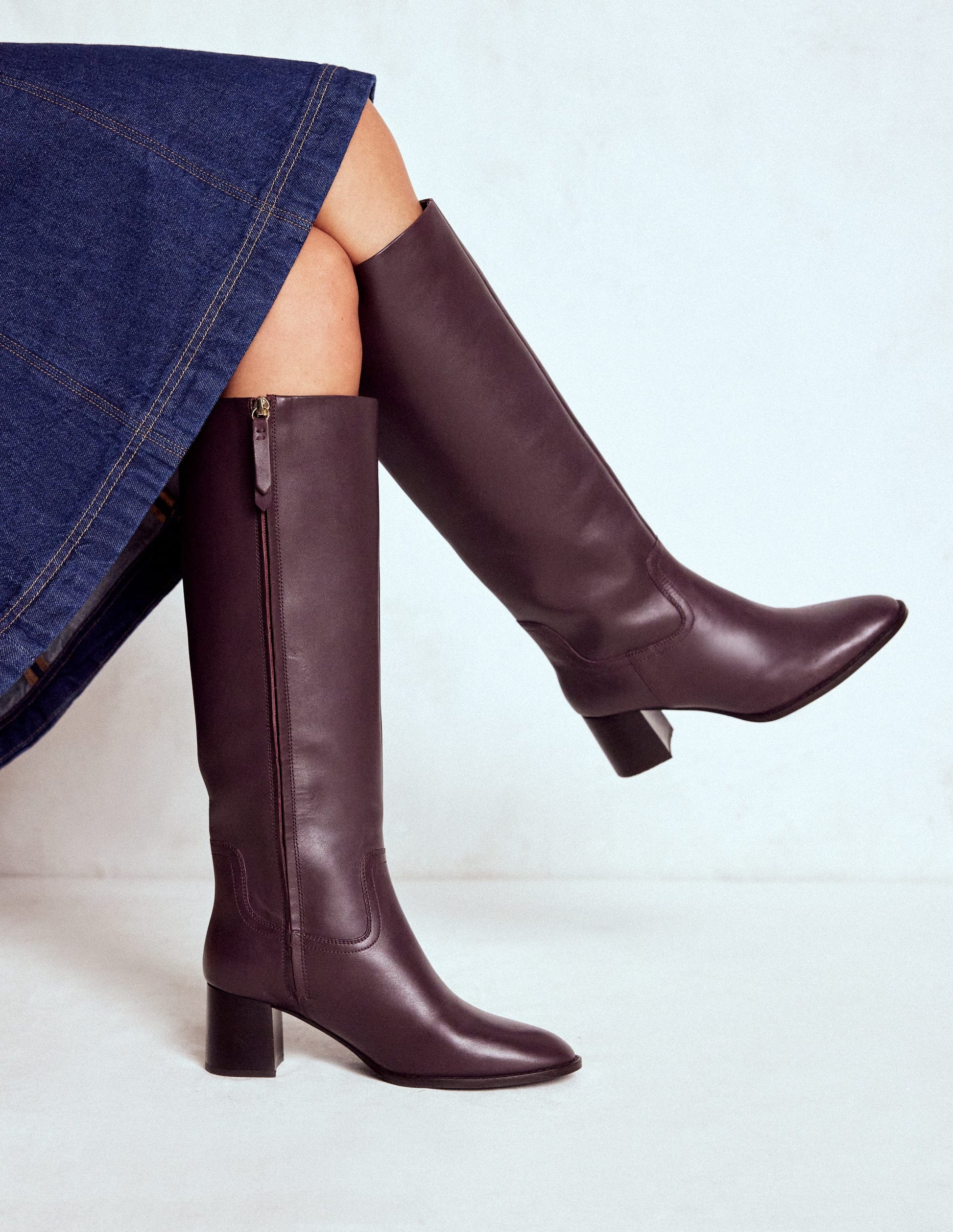 Skye Smart Knee Boots-Dark Cherry-2