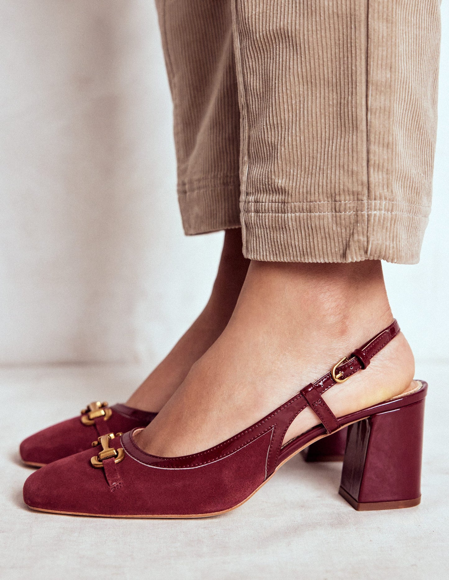 Iris Snaffle Slingback Heels-Oxblood