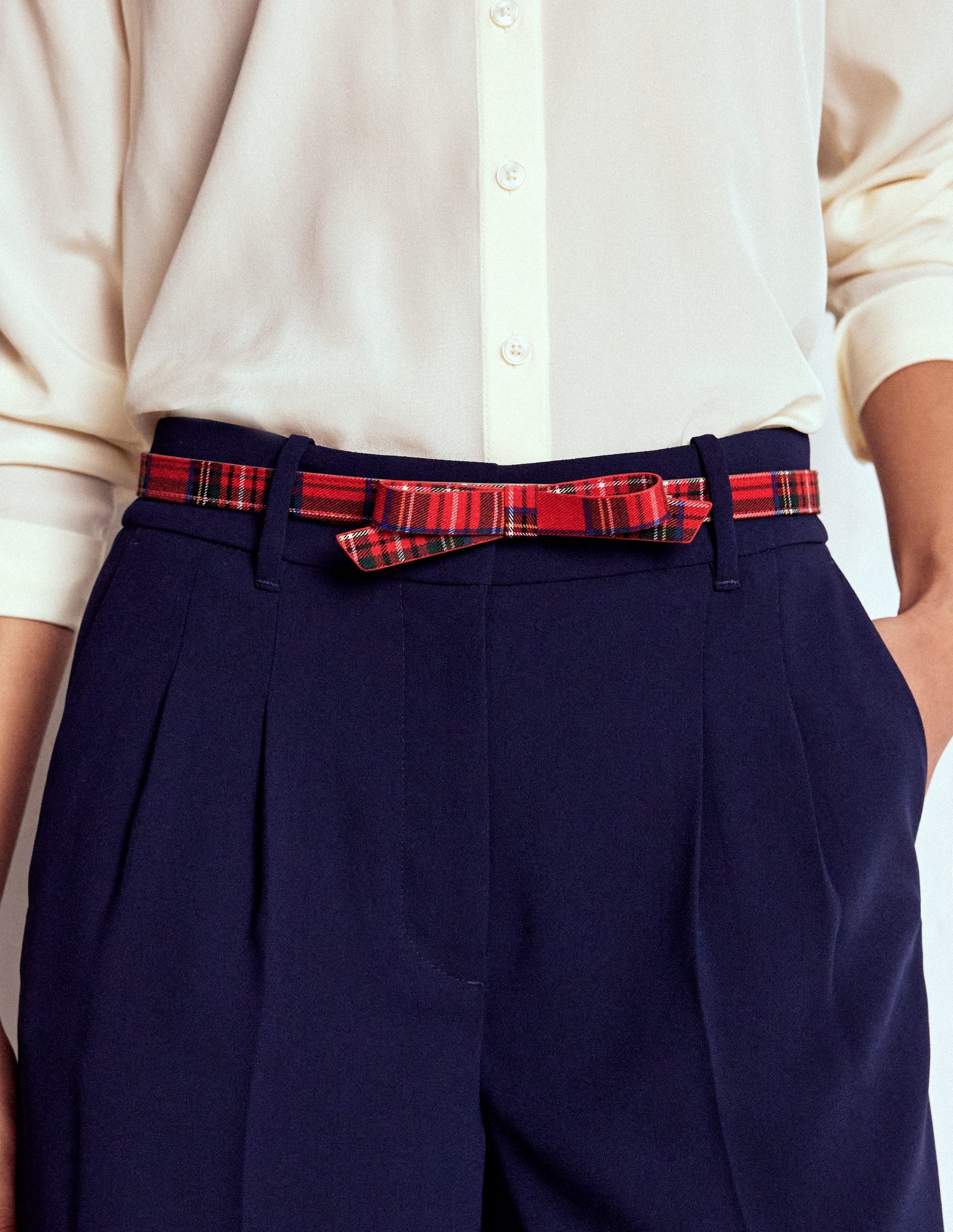 Skinny Bow Belt-Tartan-2